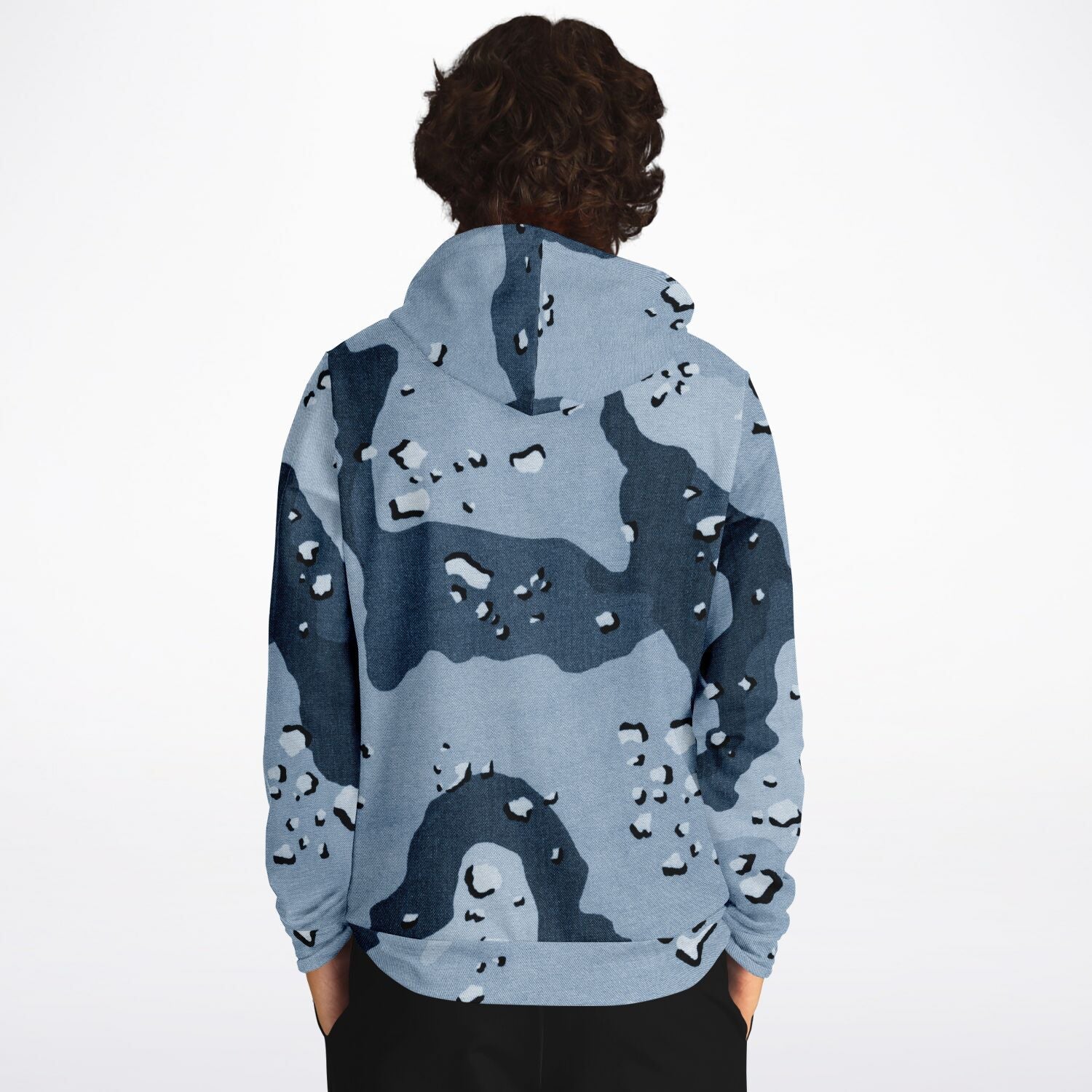 Navy Camouflage Hoodie | Fabric Style Print | Camo Colors