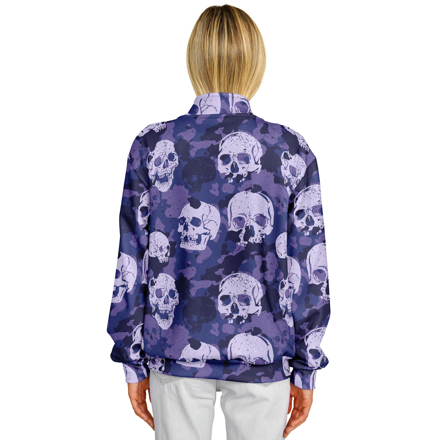 Skulls Jacket | Blue Camo Inspired Baseball Style Coat Camo Colors