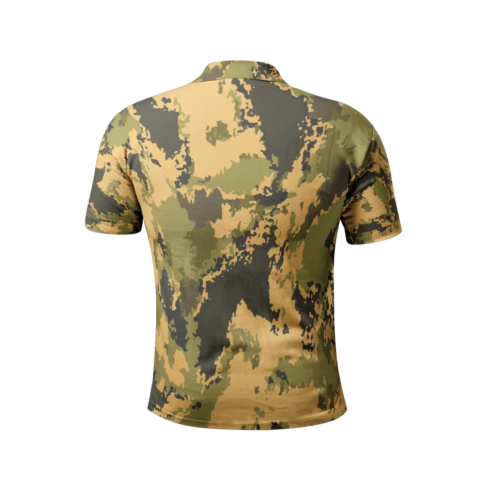 Men's Camo Golf Shirt | Desert Green Watercolor Camouflage Camo Colors
