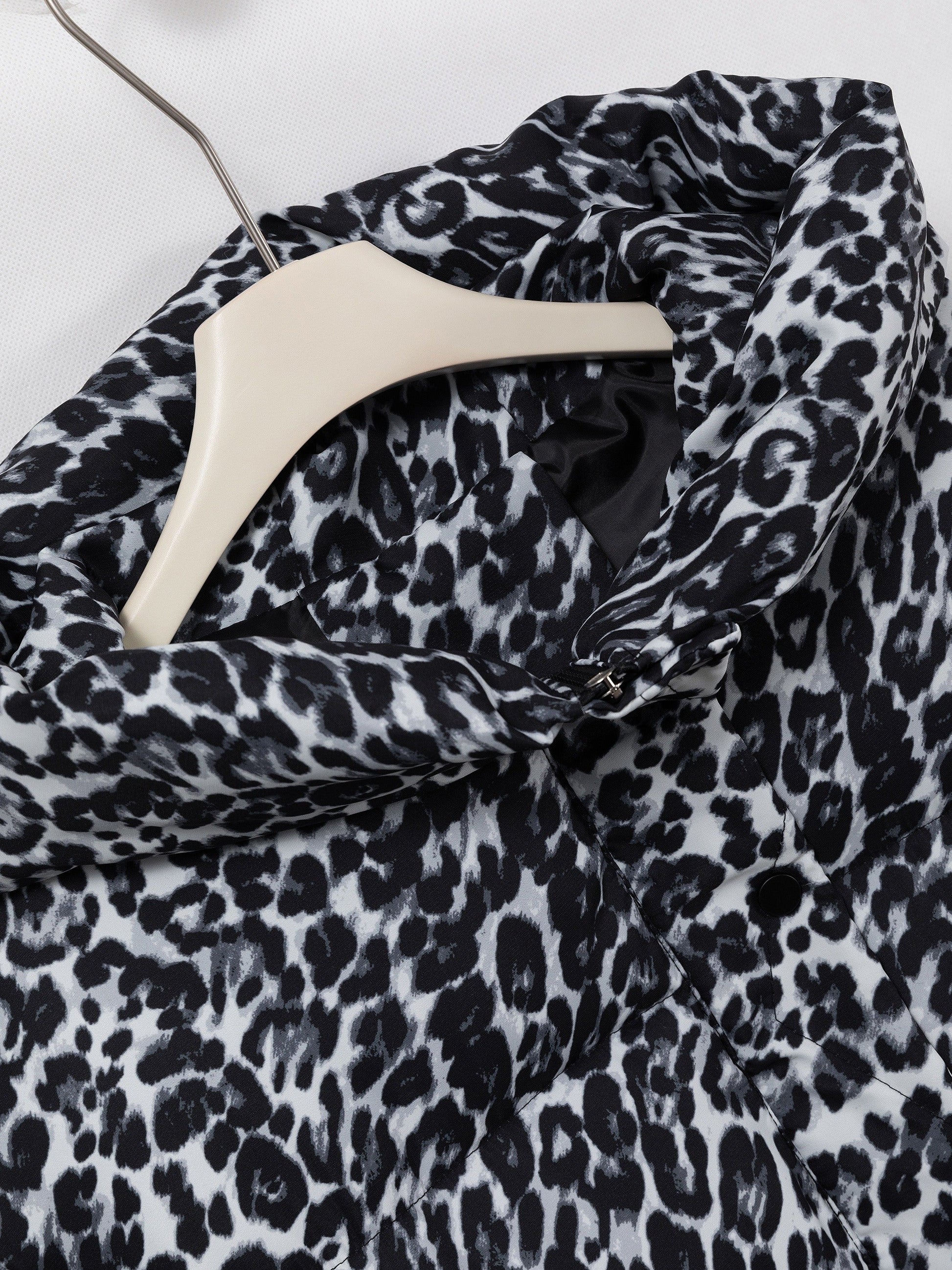 Fashionable Leopard Print Women's Puffer Coat | Camo Colors