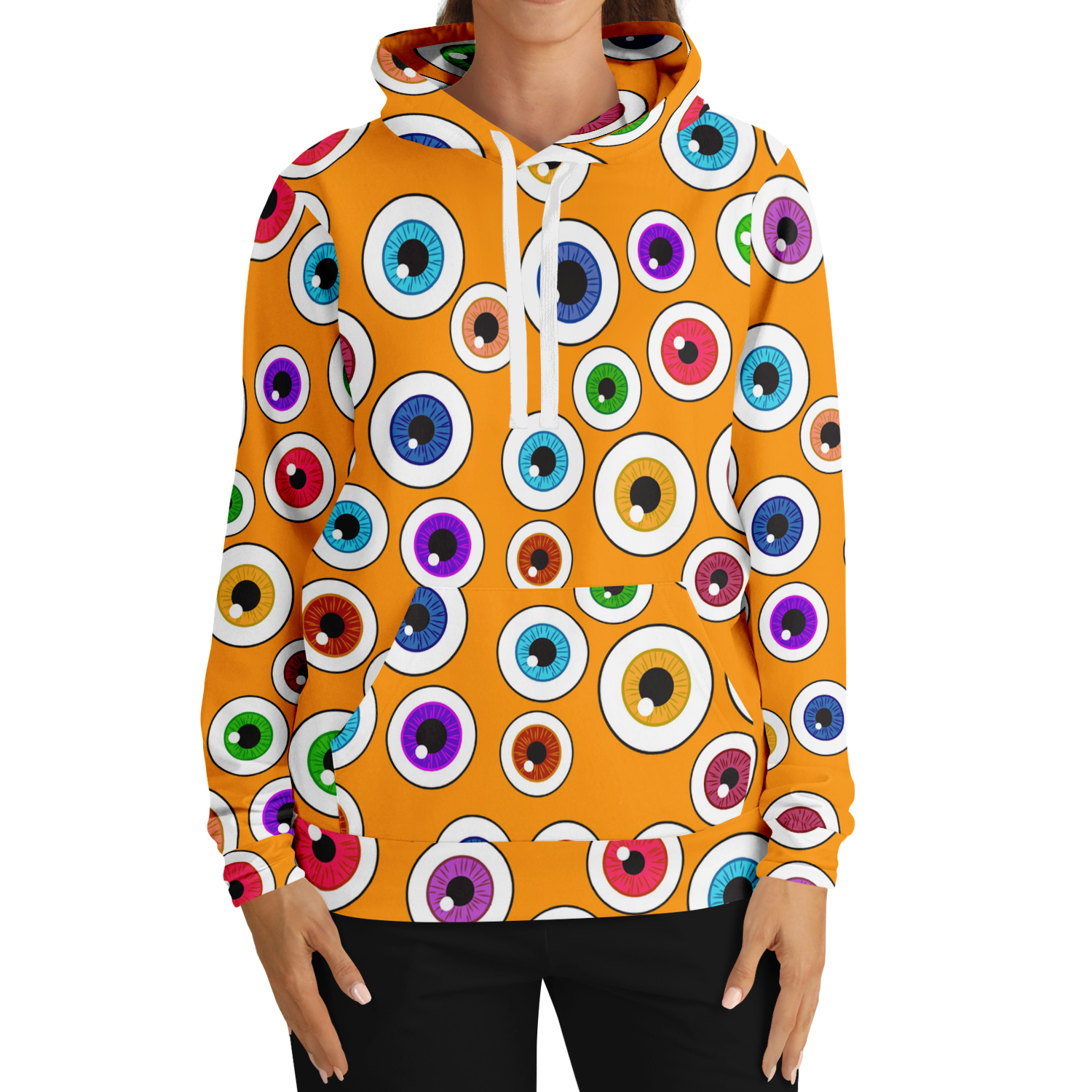 Orange Halloween Hoodie | Creepy Cute Eyeballs Camo Colors