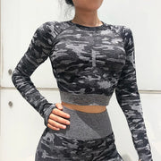 Grey Camo Sleeve Crop Top Camo Colors