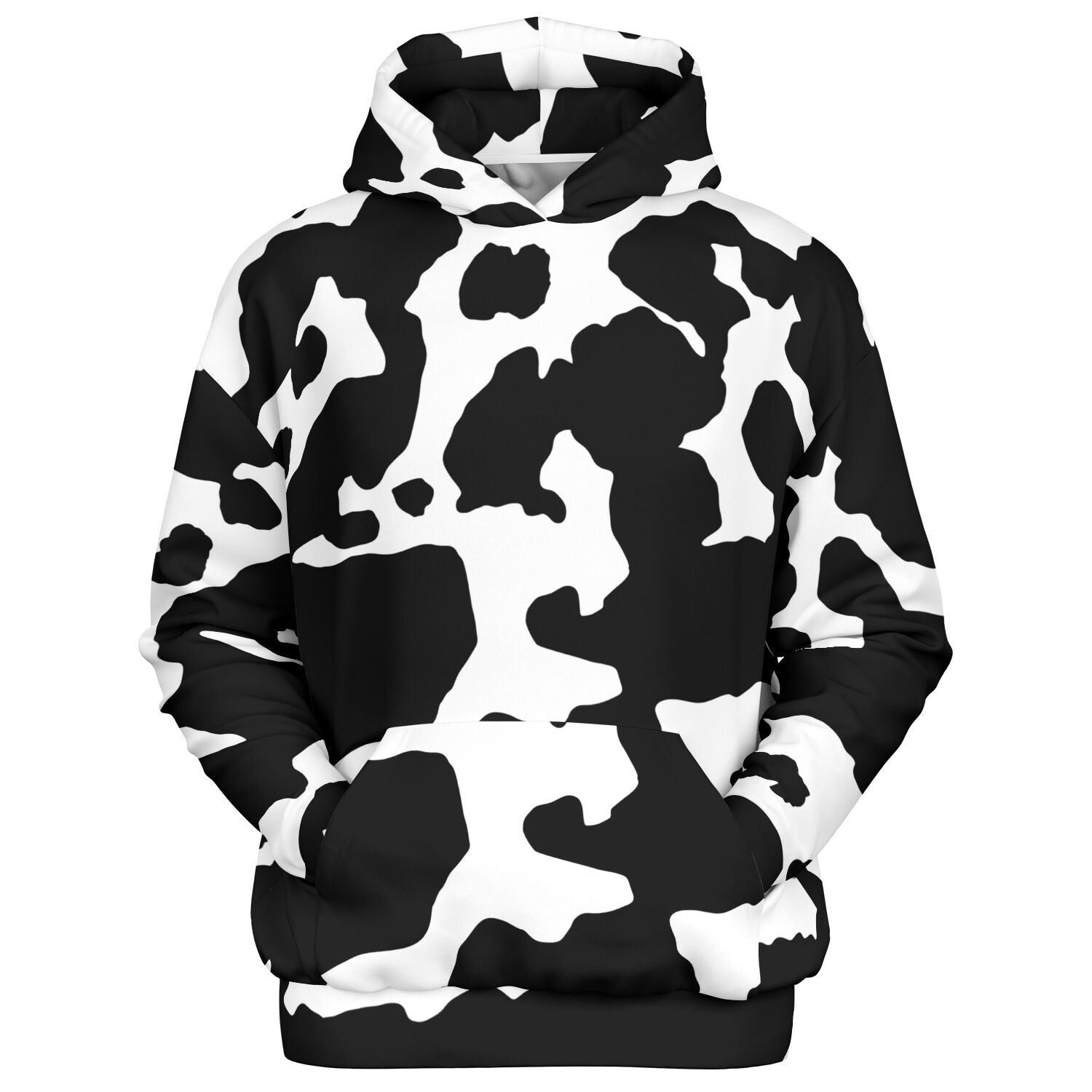 Oversized Hoodie in Black and White Cow Print | Camo Colors