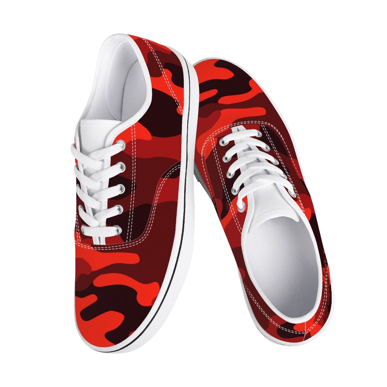 Camo Skate Shoes | Scarlet Red & Black Camouflage Camo Colors