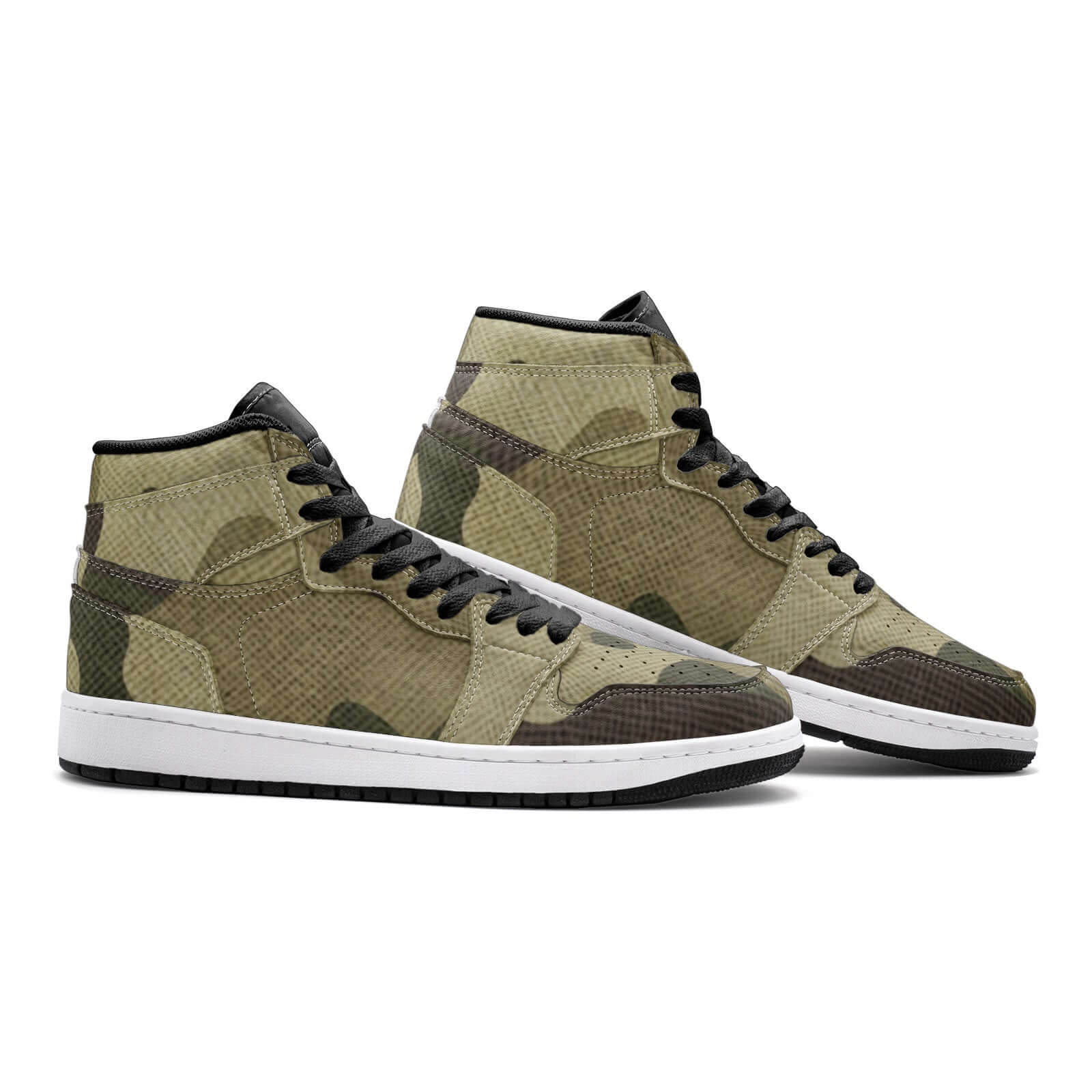 Camo Sneakers AJ 1 | High-Top | Green Fabric Camouflage Camo Colors