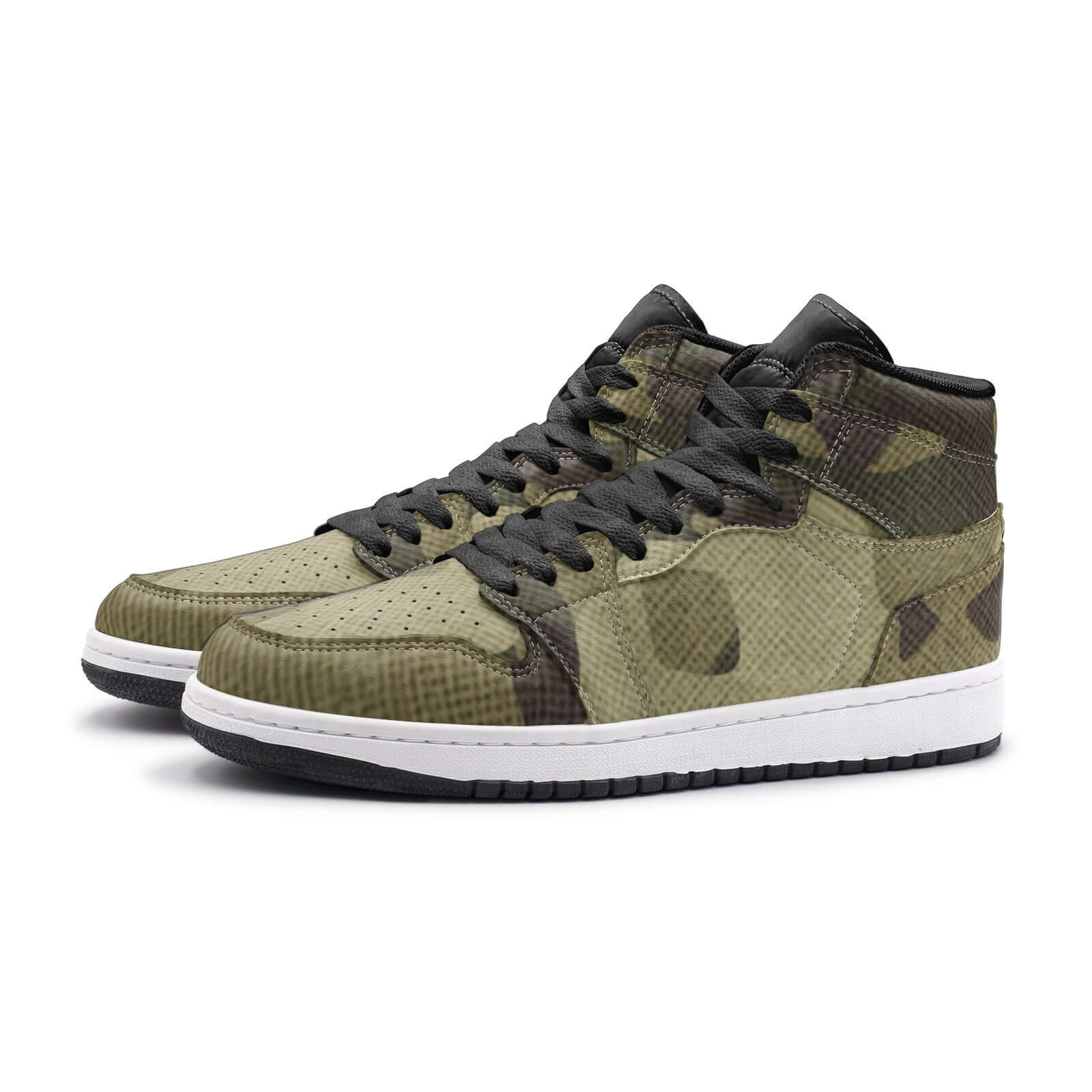 Camo Sneakers AJ 1 | High-Top | Green Fabric Camouflage Camo Colors
