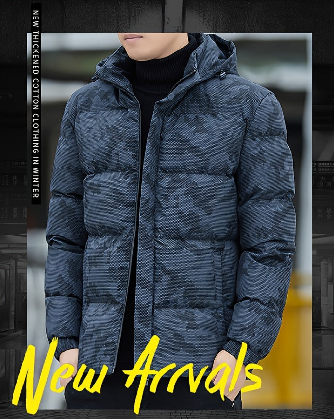 Men's Camo Fleece Jacket: Hooded, Zip-Up, Warm, Outdoor Hoodie Camo Colors