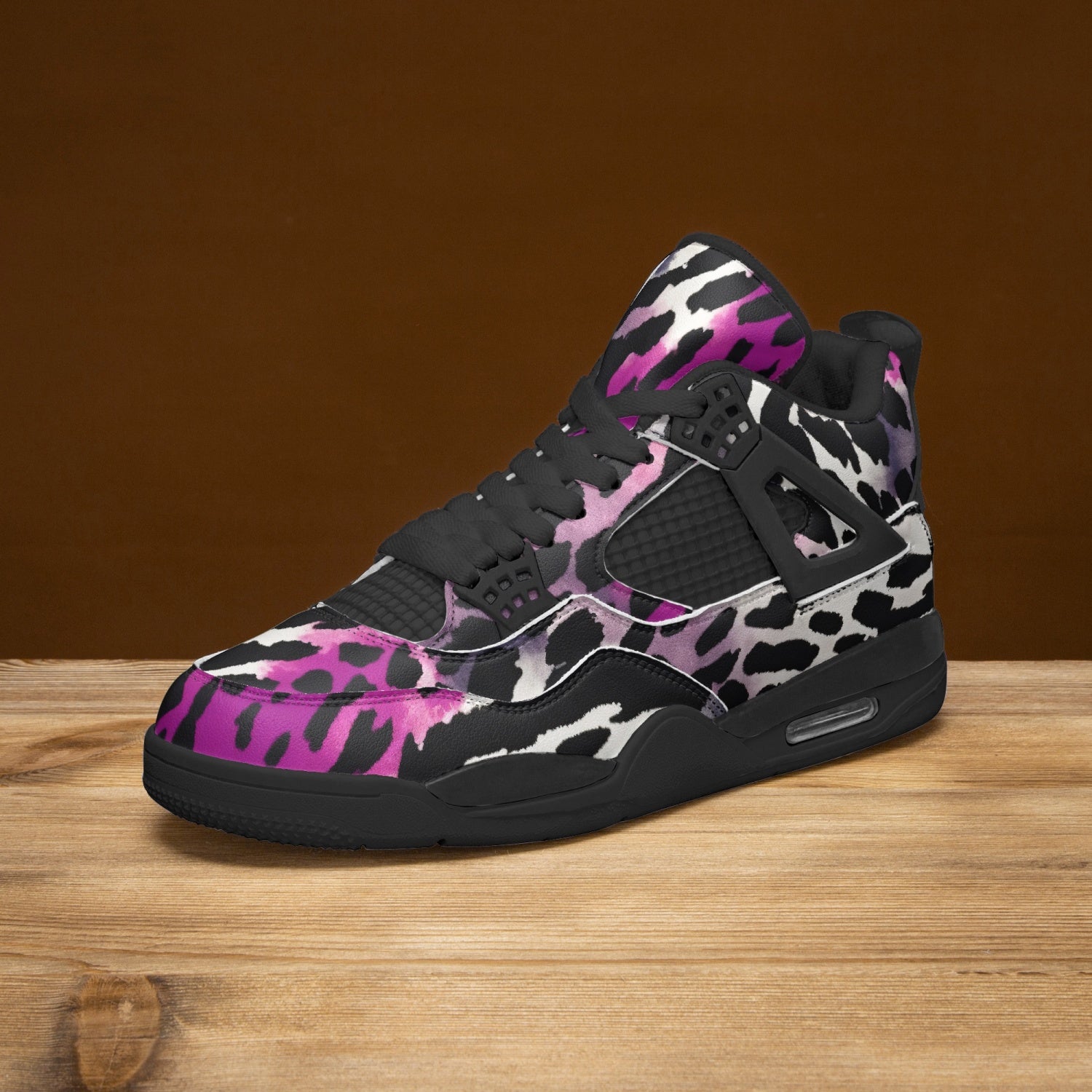 Leopard Jordans AJ4 | Bauhaus Magenta and White Camo Colors