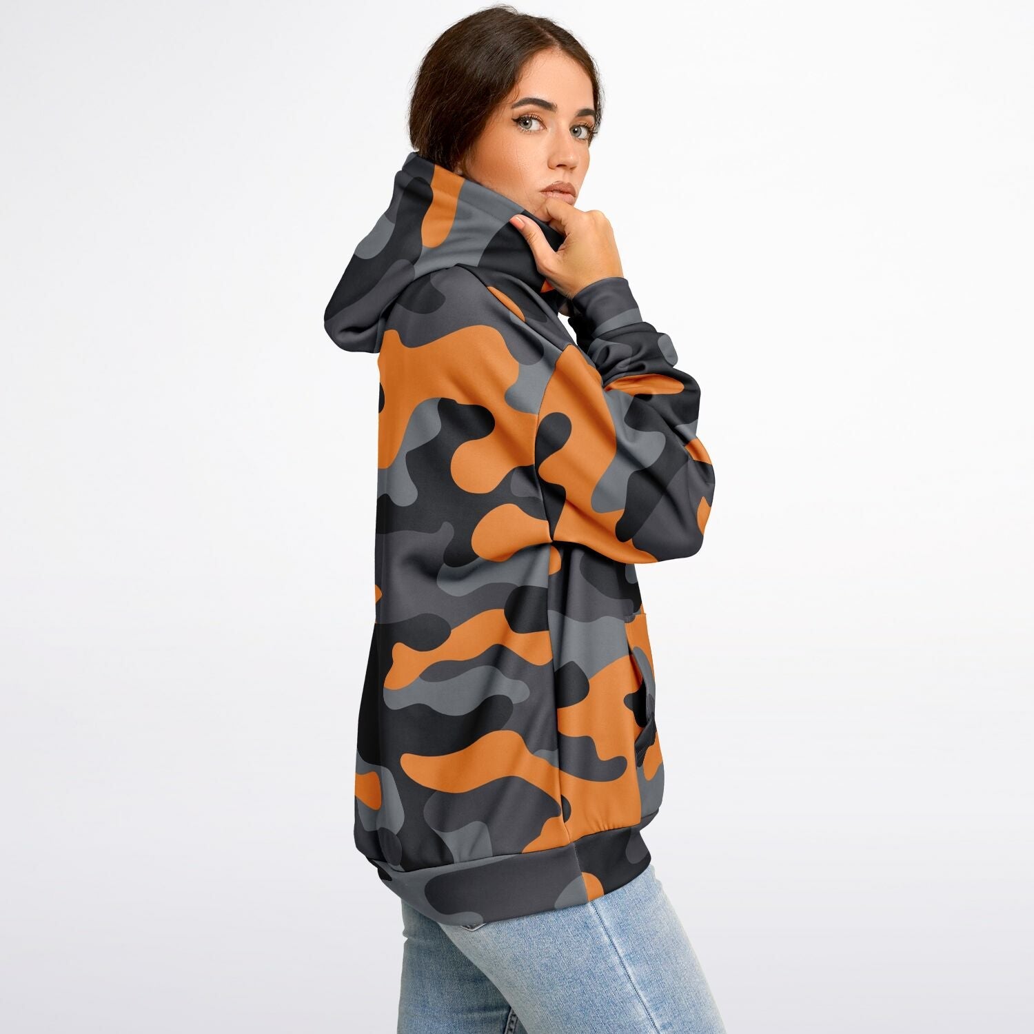 Oversized Camo Hoodie | Orange, Gray and Black | Camo Colors