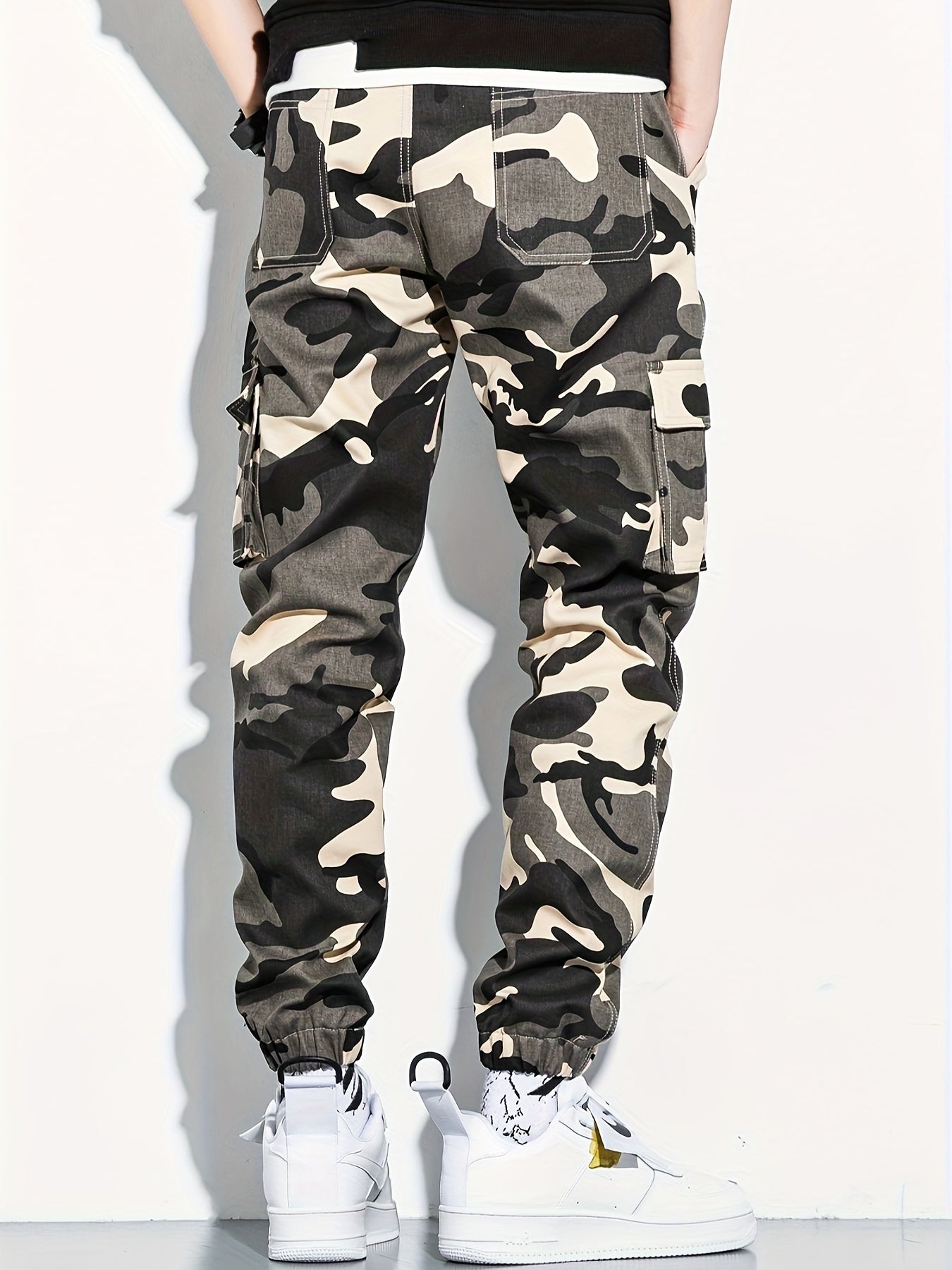 Men's Camo Cargo Cropped Pants With Multi Pockets | Vintage Style Camo Colors