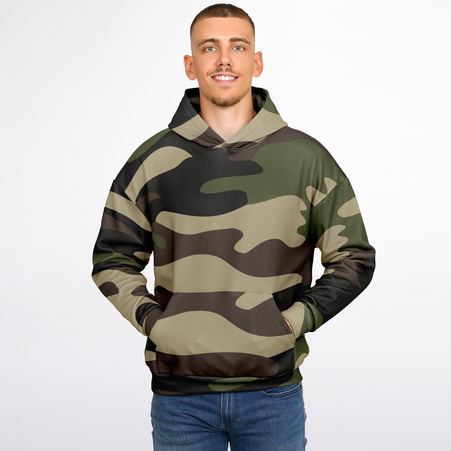 Green Oversized Camo Hoodie | Classic Camouflage Print | Camo Colors