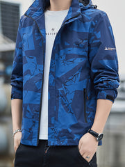 Men's Camouflage Hooded Jacket | Lightweight Windproof Coat | Camo Colors