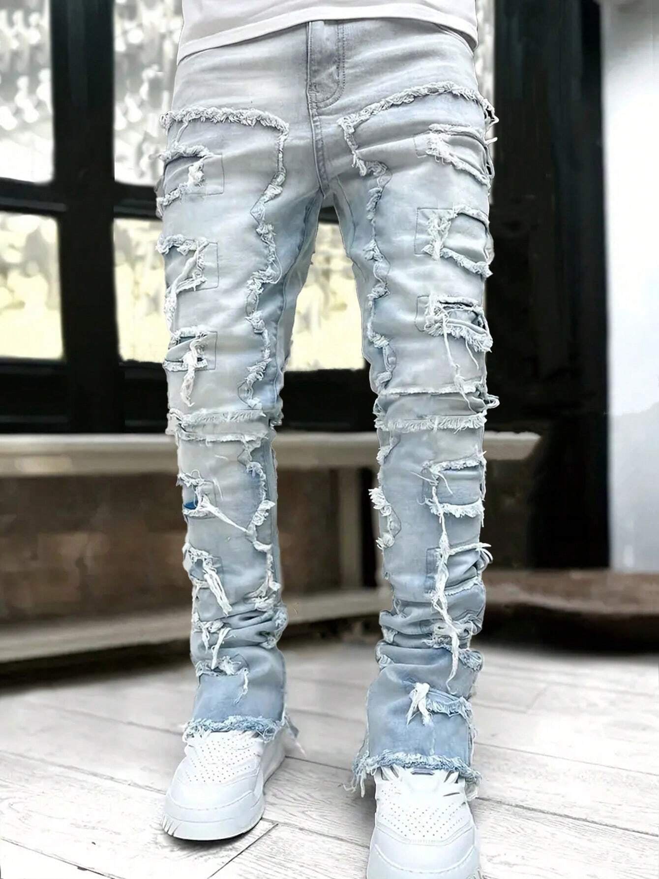 Men's Camo Print Ripped Jeans Camo Colors