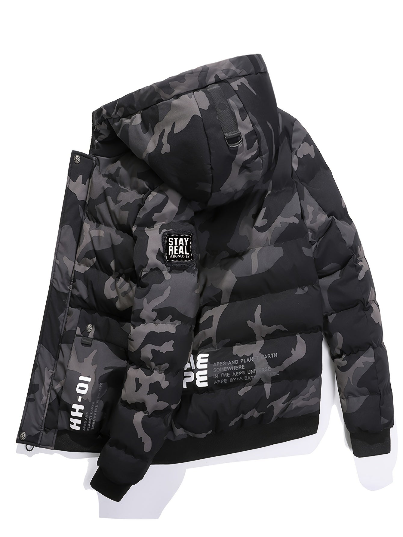 Men's Camo Hooded Jacket: Comfy, Warm Outerwear for Autumn/Winter Camo Colors
