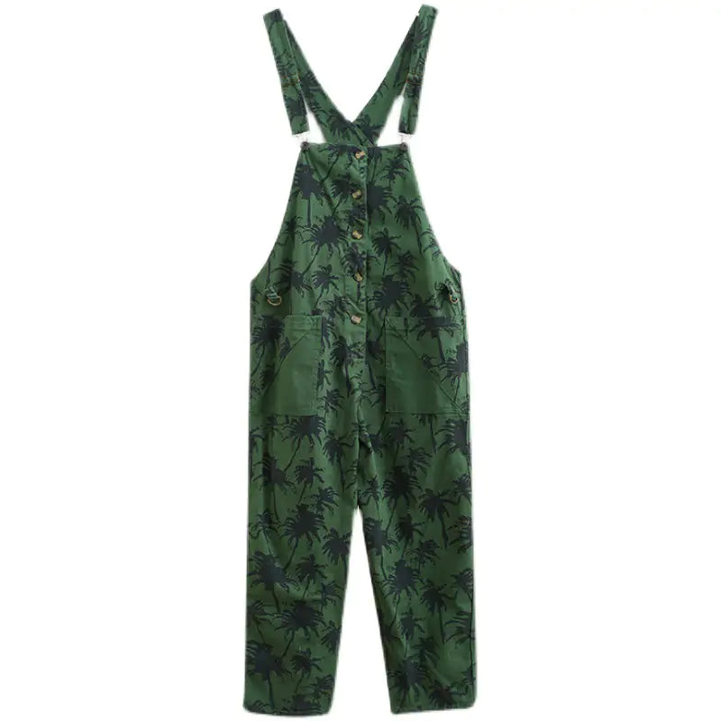 Korean Straight Green Jumpsuit for Women Camo Colors