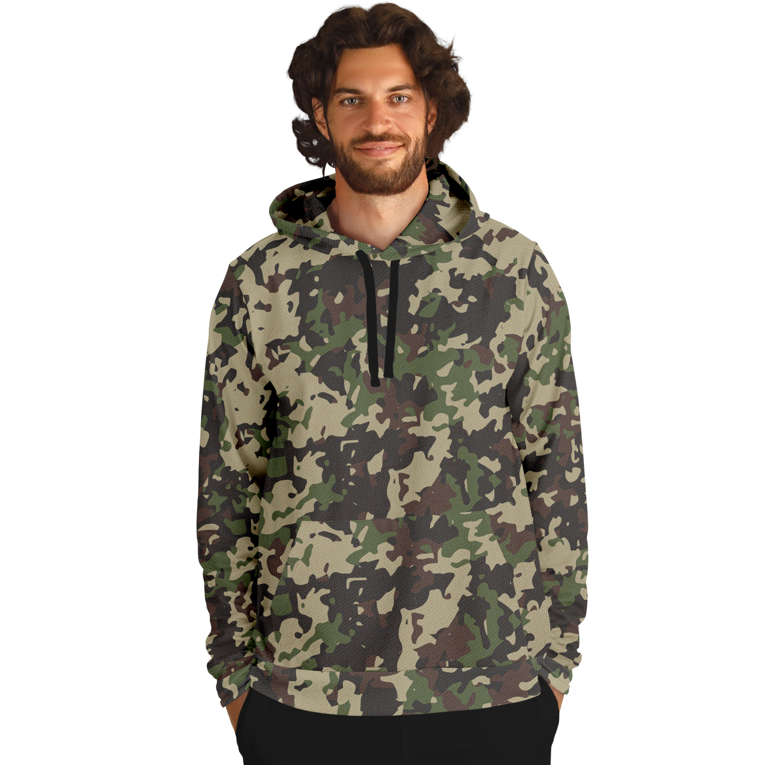 Military Brown Hoodie | Khaki, Gray and Lava Mixed Camo Camo Colors