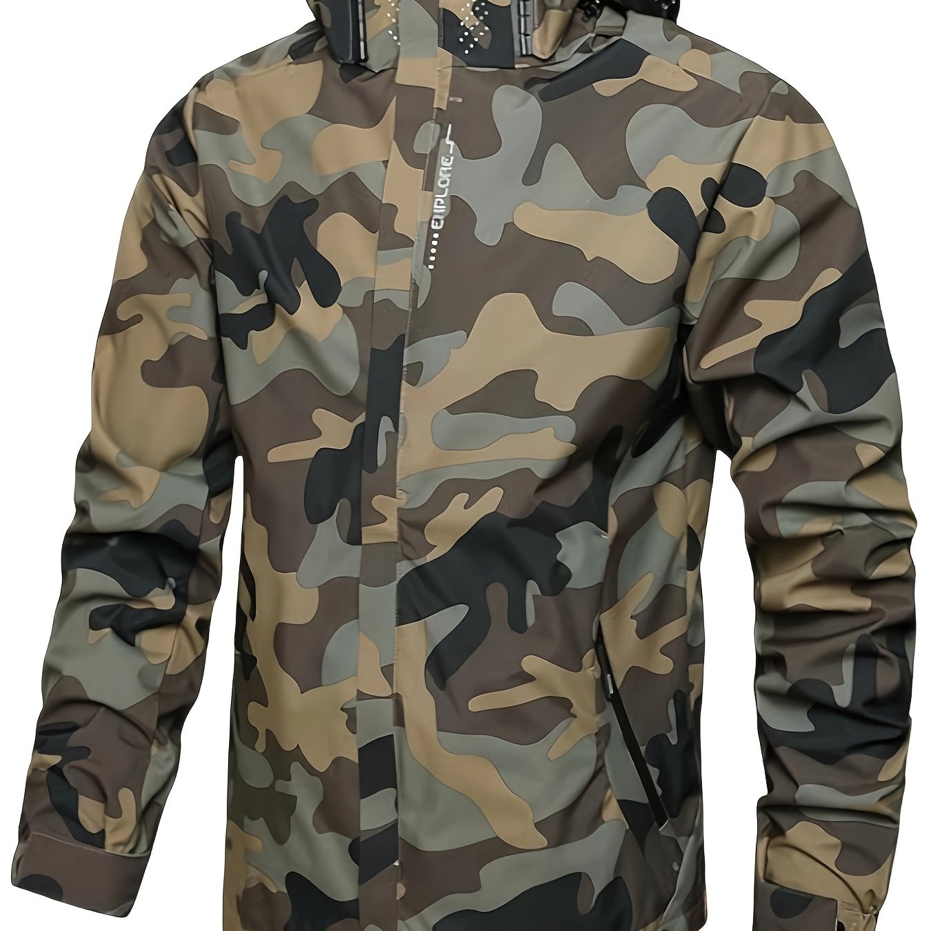 Men's Camo Hooded Jacket in Khaki / Ivory White Camo Colors
