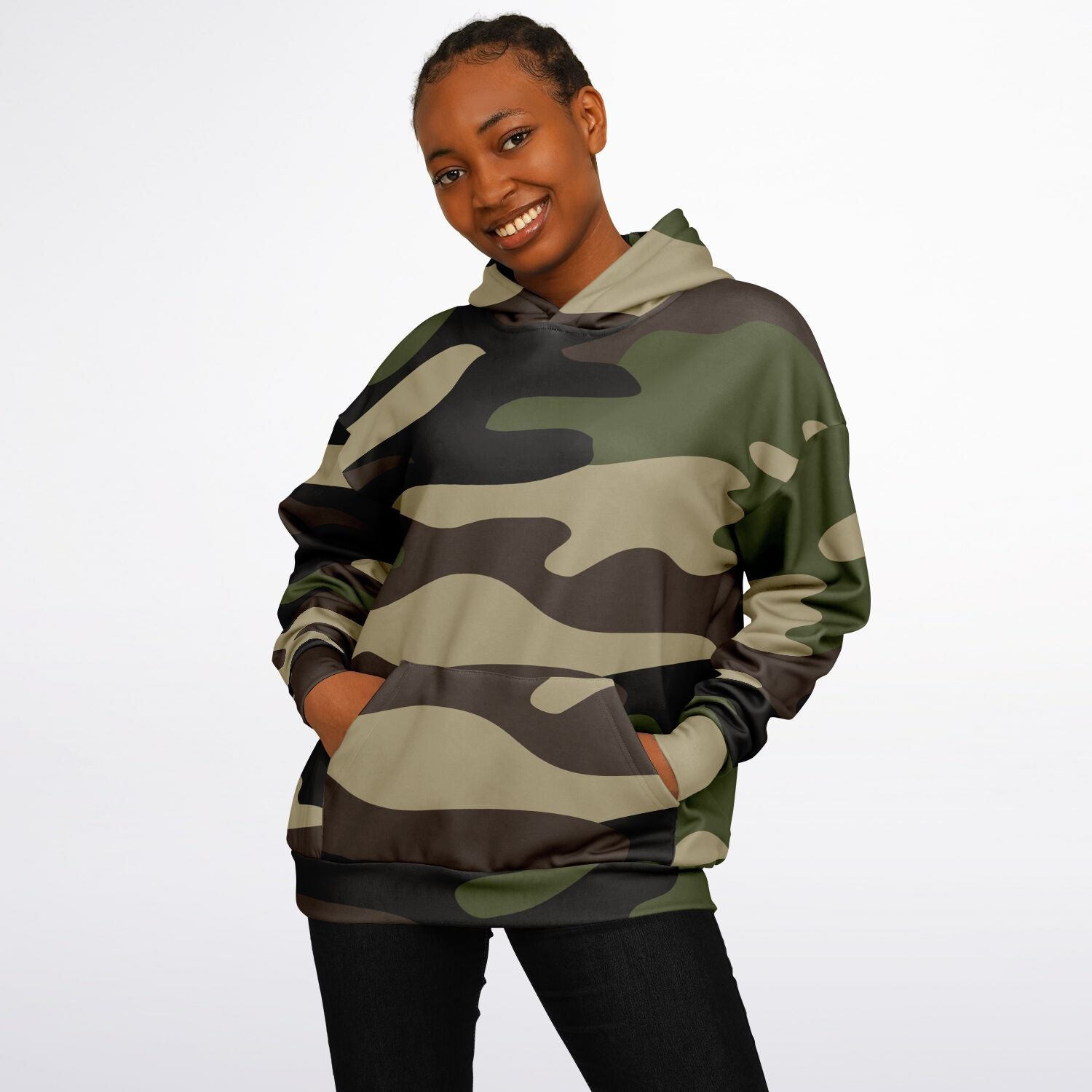 Green Oversized Camo Hoodie | Classic Camouflage Print | Camo Colors