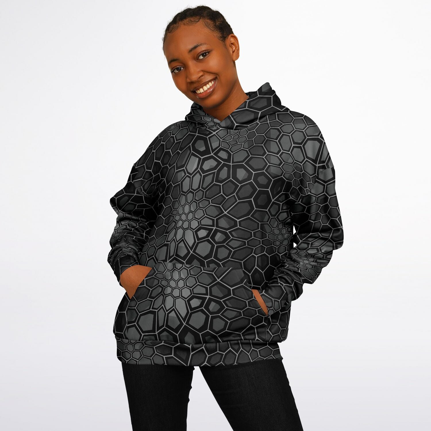 Oversized Camo Hoodie | Black Snake Hexagonal | Camo Colors