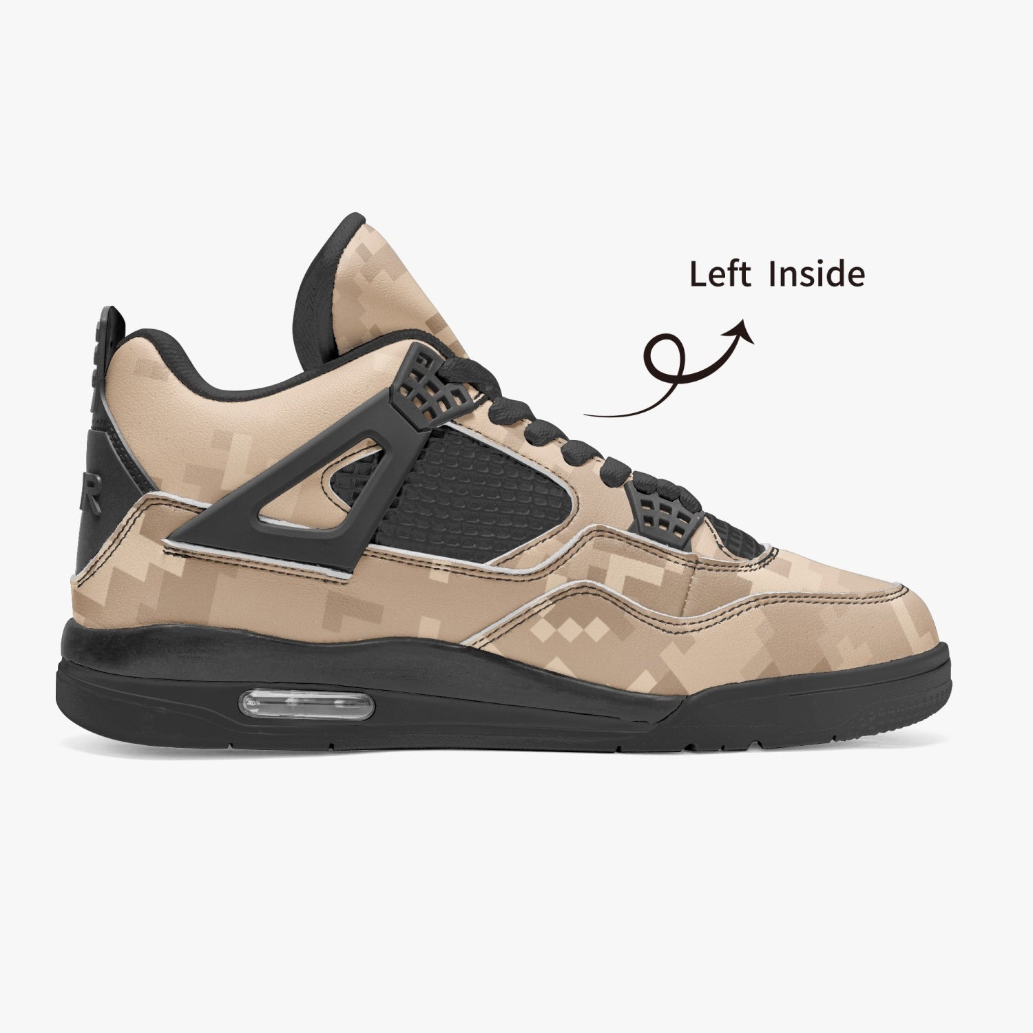 Camo Jordans AJ4 | Brown Pixel | Black Sole Camo Colors