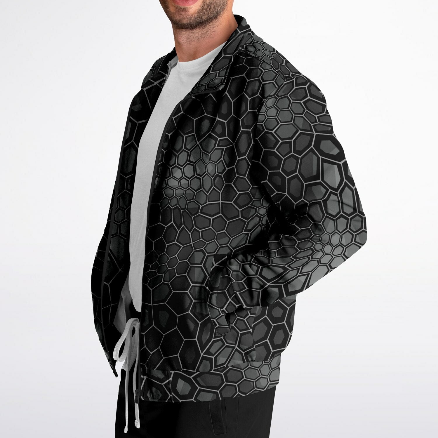 Black Track Jacket | Digital Snake Print | Camo Colors