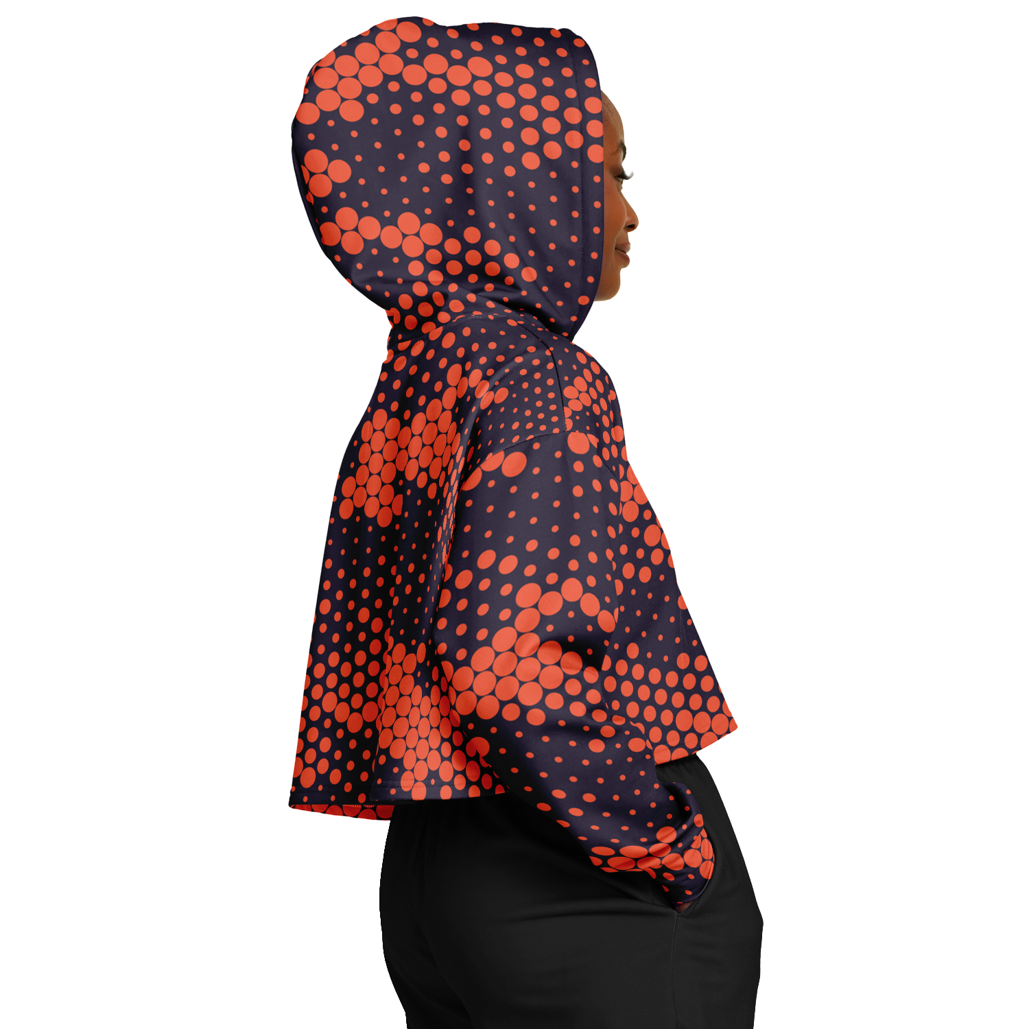Cropped Hoodie | Orange & Blue Digital Dotted Camouflage Camo Colors