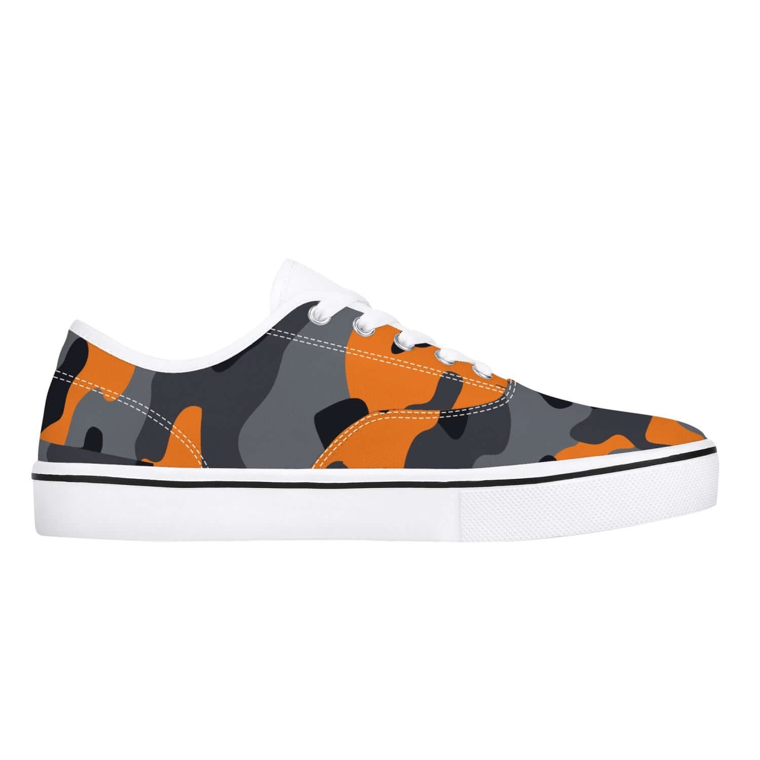 Camo Skate Shoes | Orange, Black, and Gray Camouflage Camo Colors