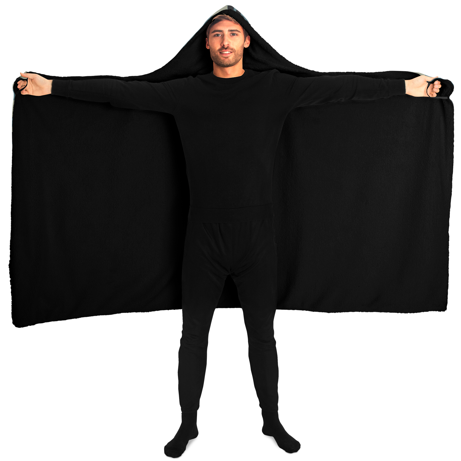 Blanket Hoodie | Blue & Charcoal Camo Print | Microfleece Lining | Camo Colors