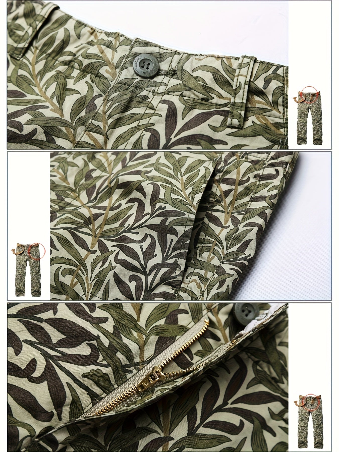 Men's Camo Cargo Pants | Grass Print Camo Colors