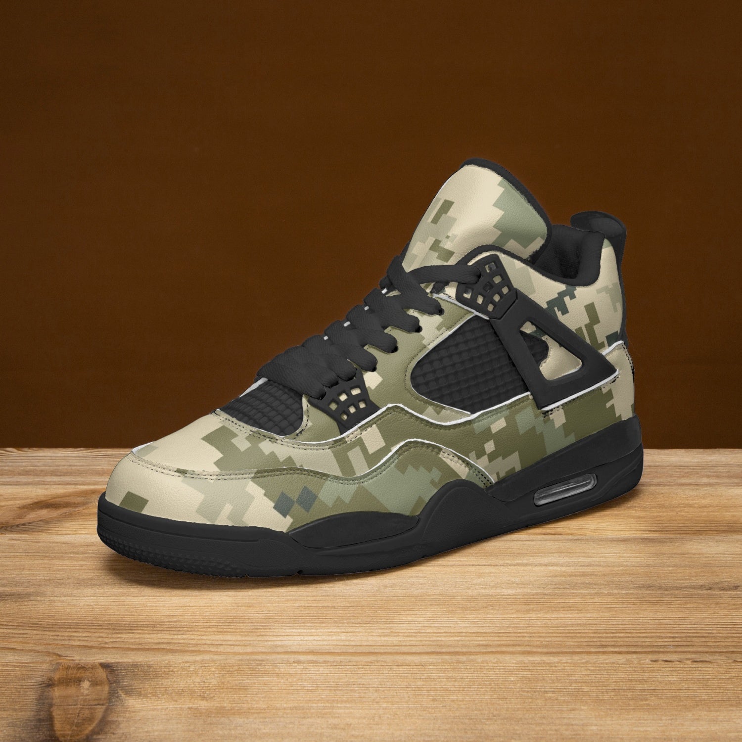 Camo Jordans AJ4 | Ukraine Green | Black Sole Camo Colors