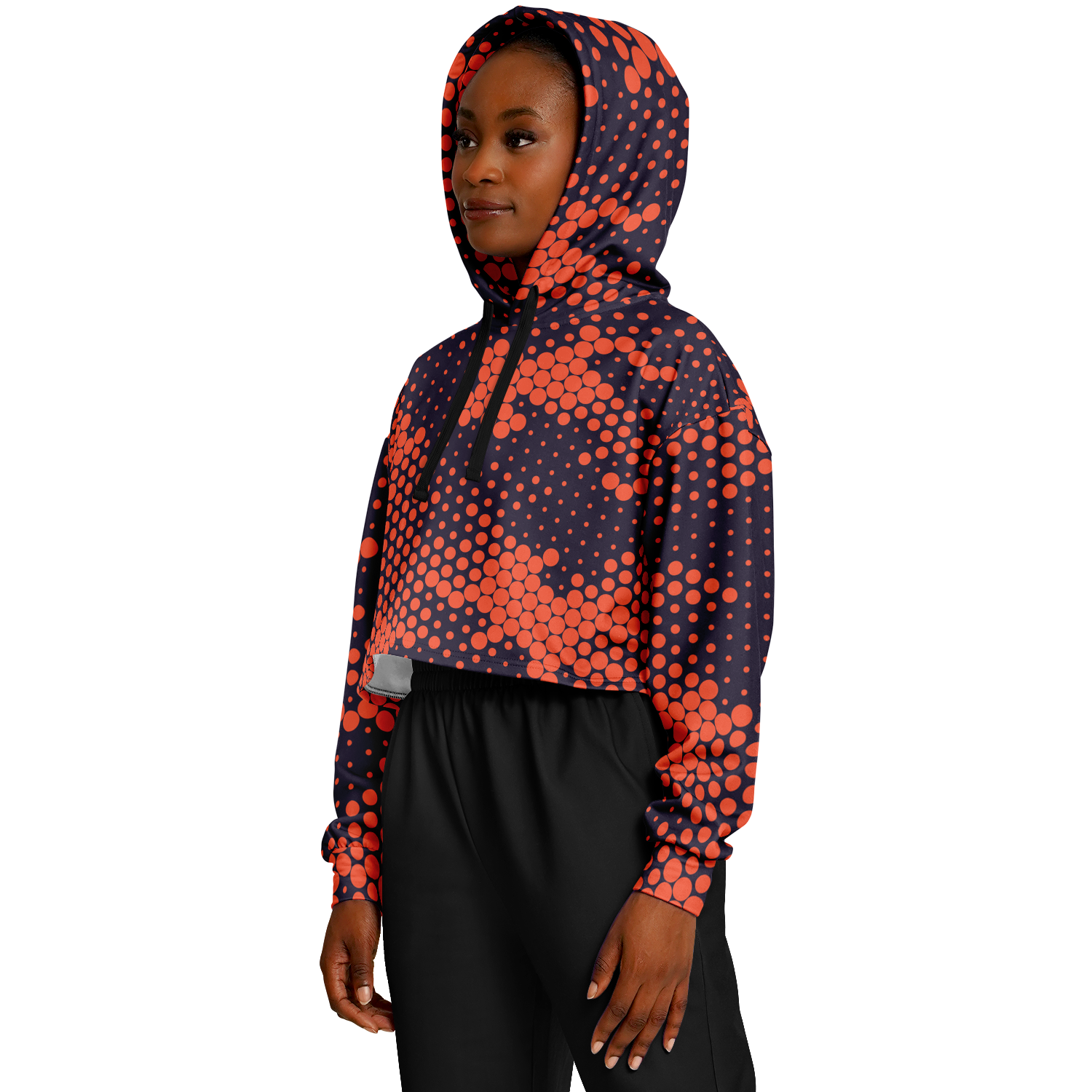 Cropped Hoodie | Orange & Blue Digital Dotted Camouflage Camo Colors