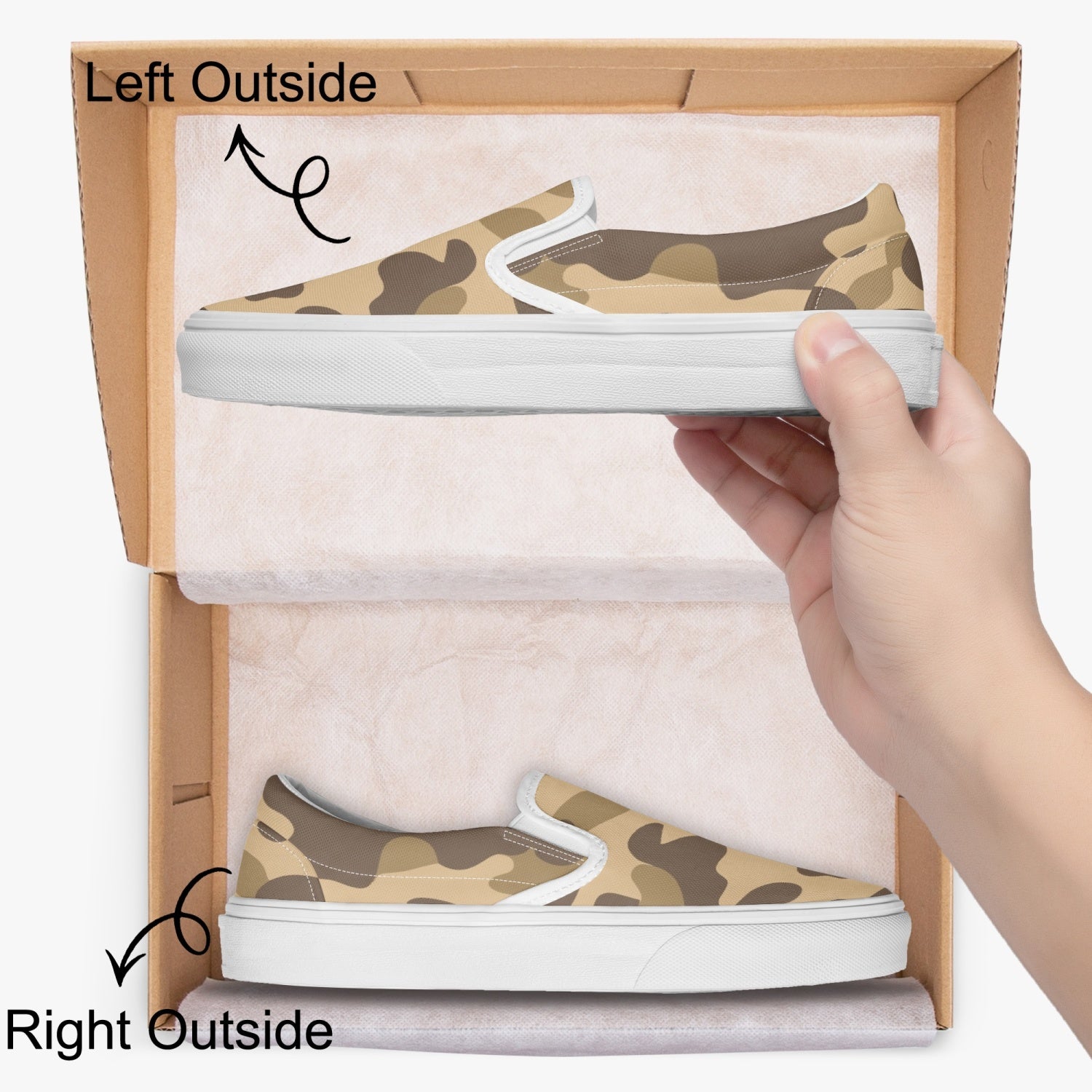 Camo Slip-On Shoes | Khaki Camouflage Camo Colors