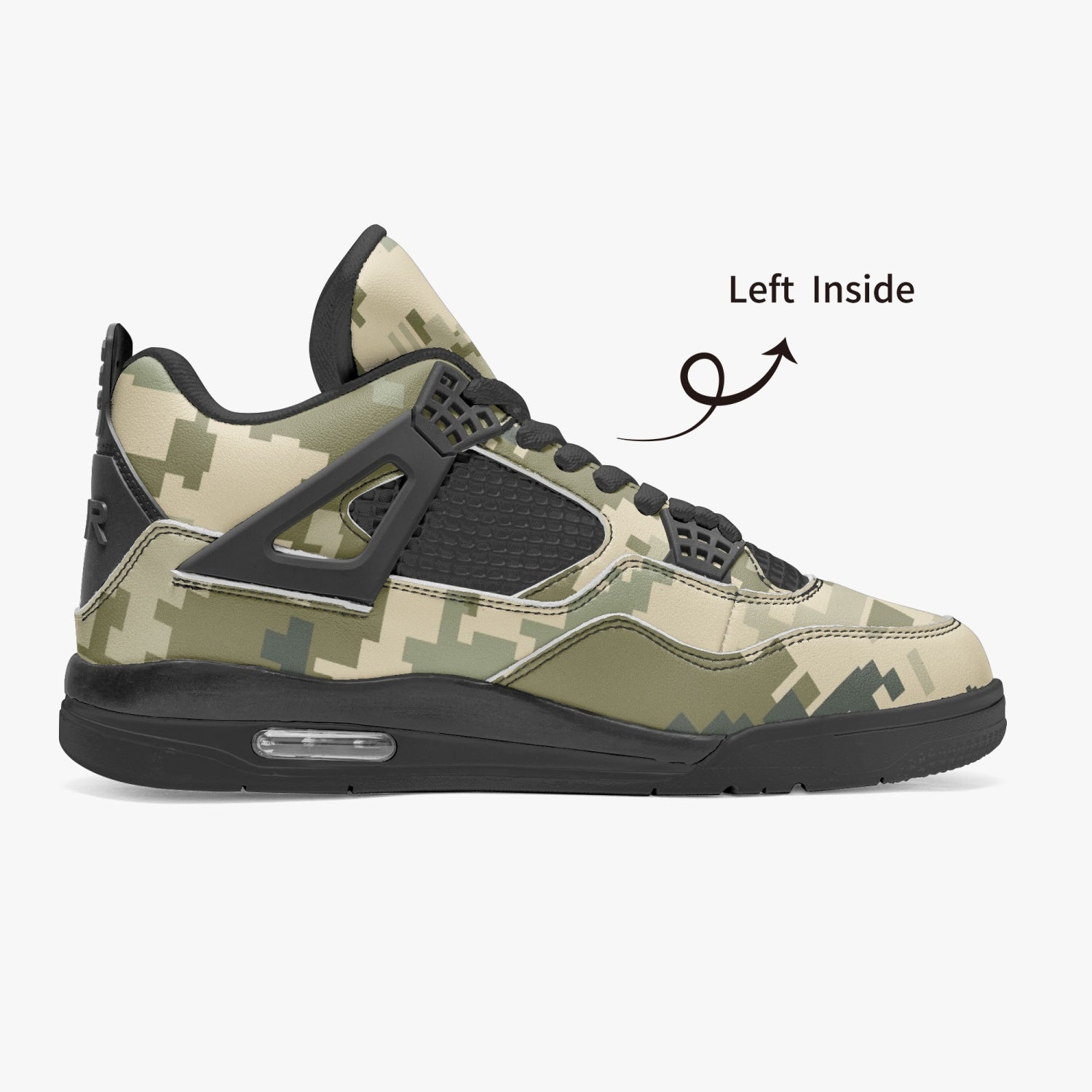Camo Jordans AJ4 | Ukraine Green | Black Sole Camo Colors
