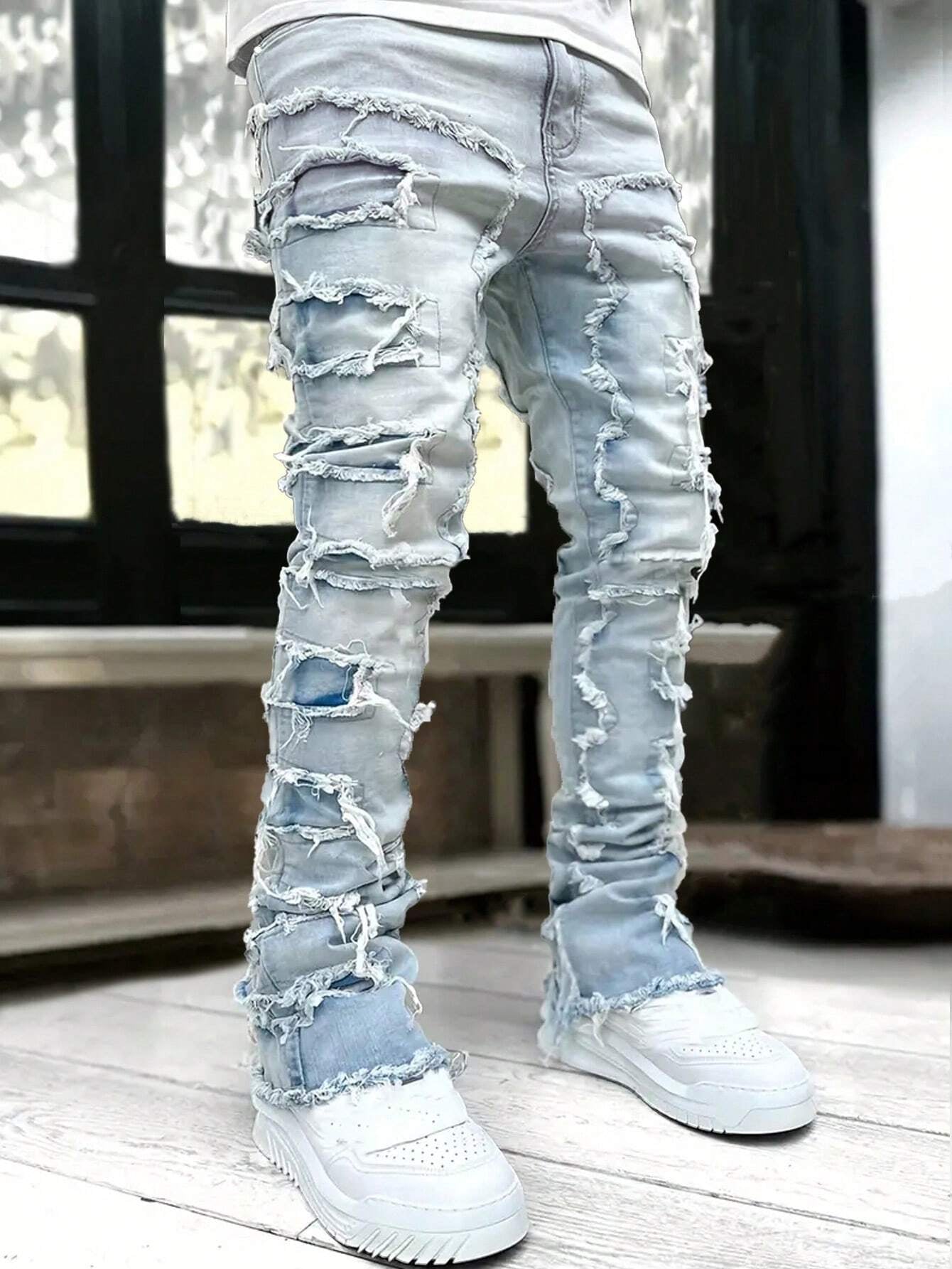 Men's Camo Print Ripped Jeans Camo Colors