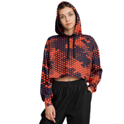 Cropped Hoodie | Orange & Blue Digital Dotted Camouflage Camo Colors