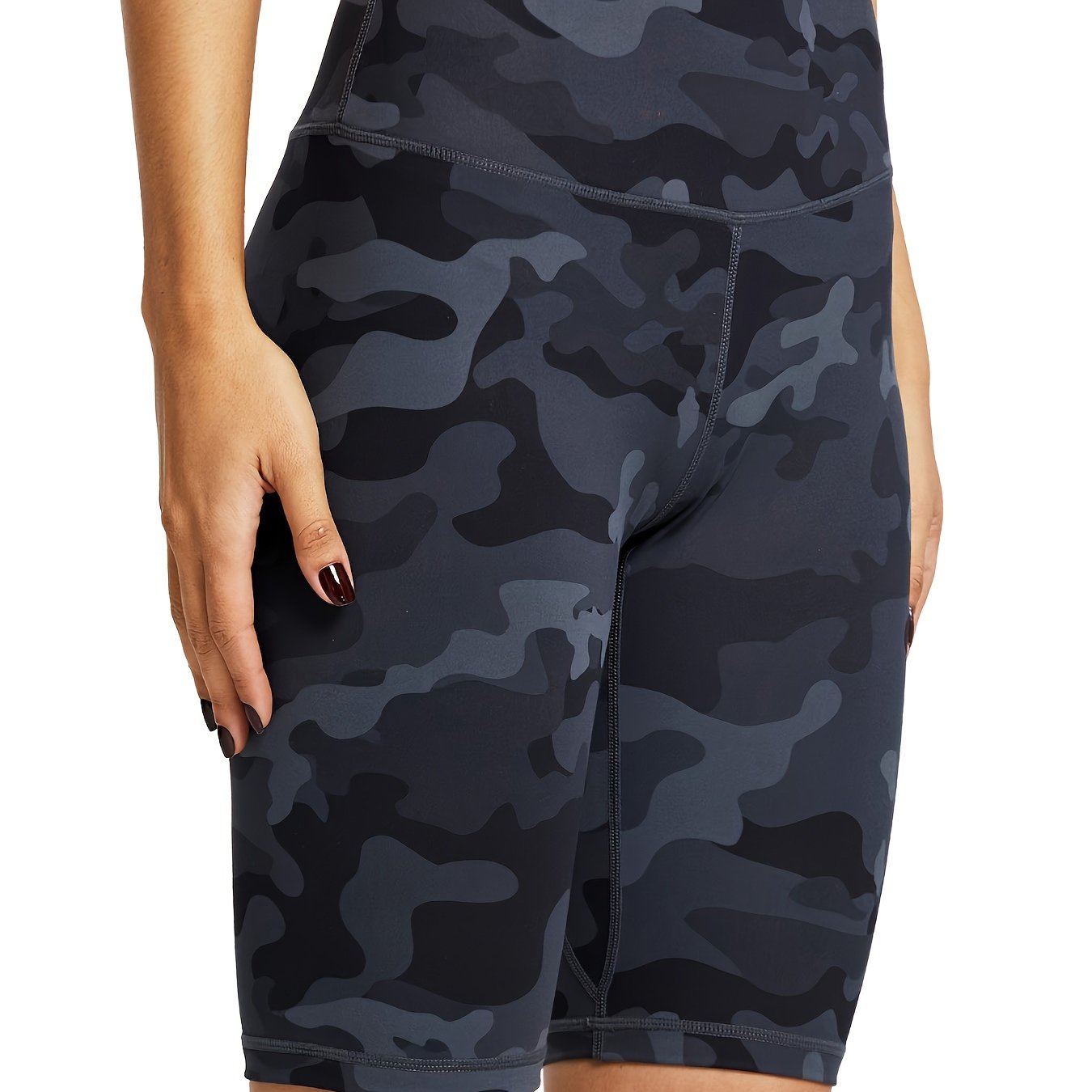 Women's Biker Shorts: High-Waisted, Hidden Pockets, Athletic Wear Camo Colors