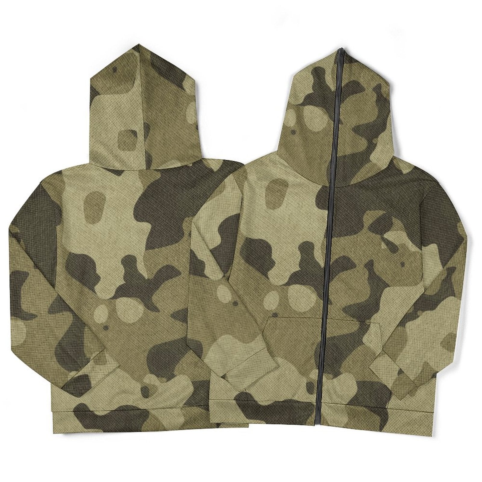 Zip Camo Hoodie | Green Fabric Camouflage style Camo Colors