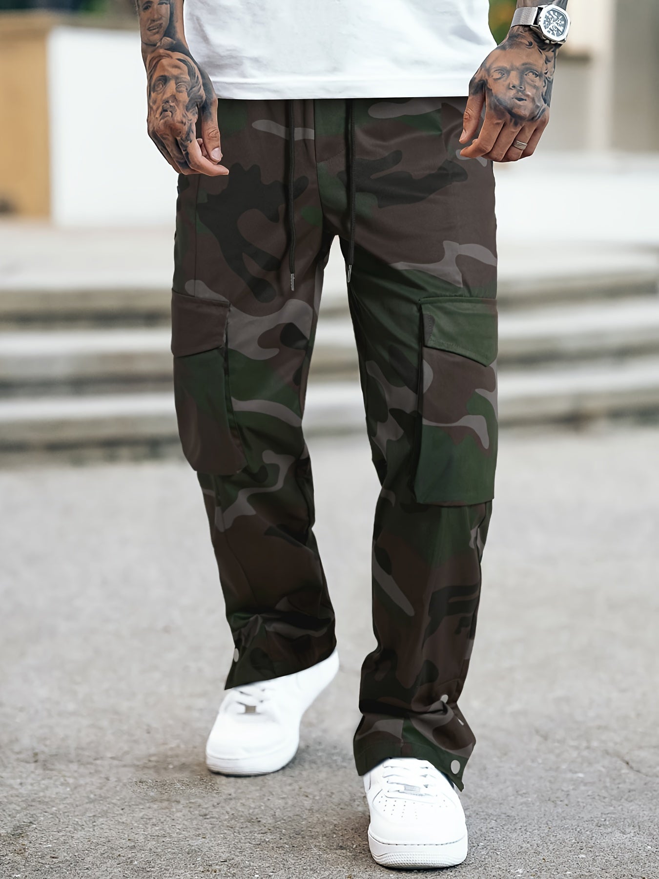 Men's Camouflage Overalls | Street Style in Green / Gray Camo Colors