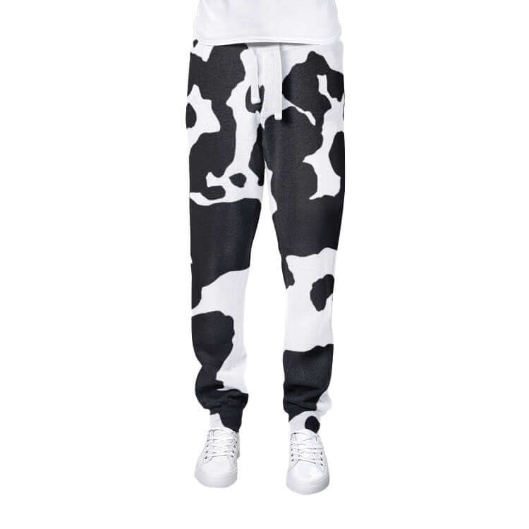 Men's Camo Track Pants | Black & White Cow Camo Colors