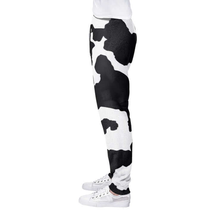 Men's Camo Track Pants | Black & White Cow Camo Colors