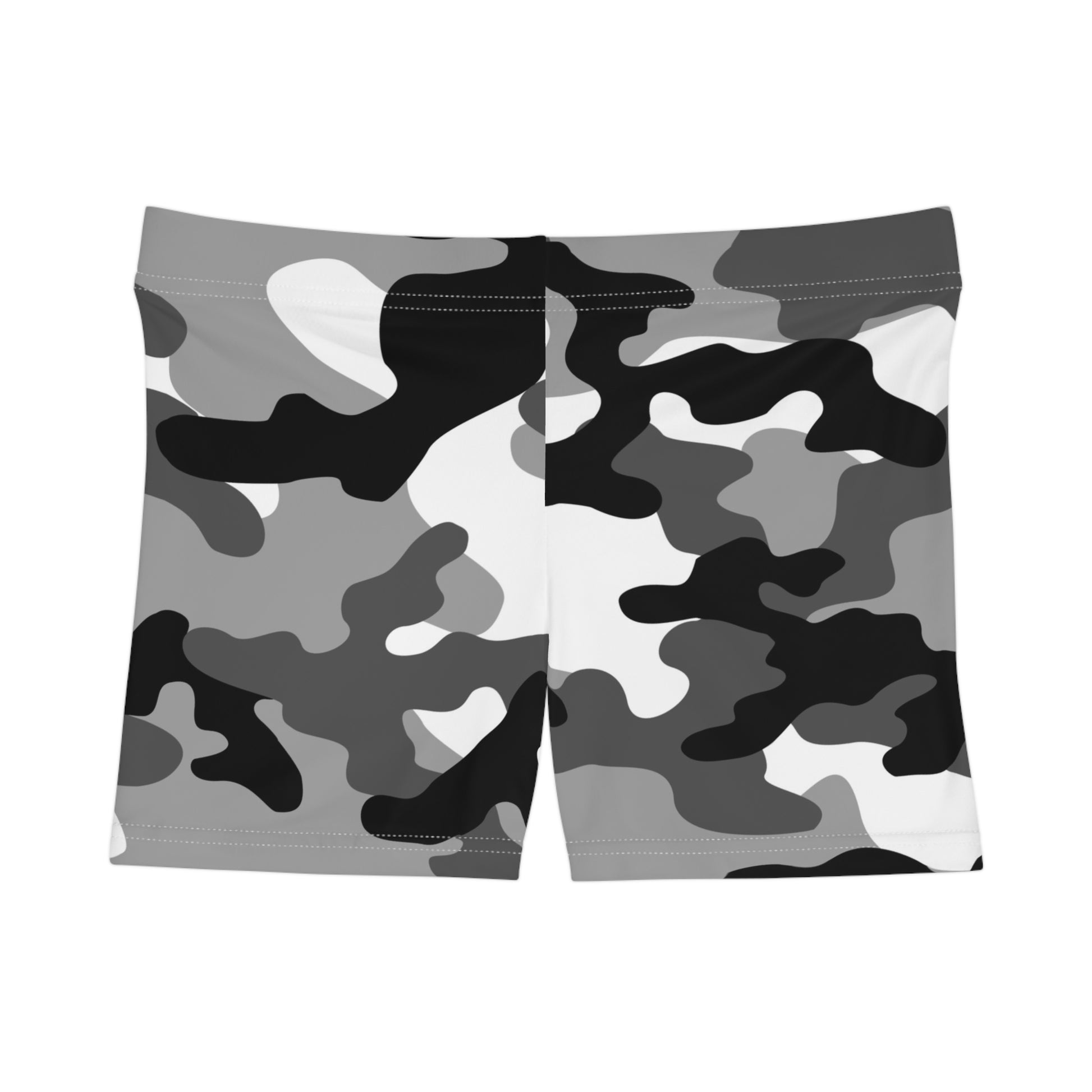 Women's Camo Shorts | Tight Fit | Gray, Black, and White Camo Colors