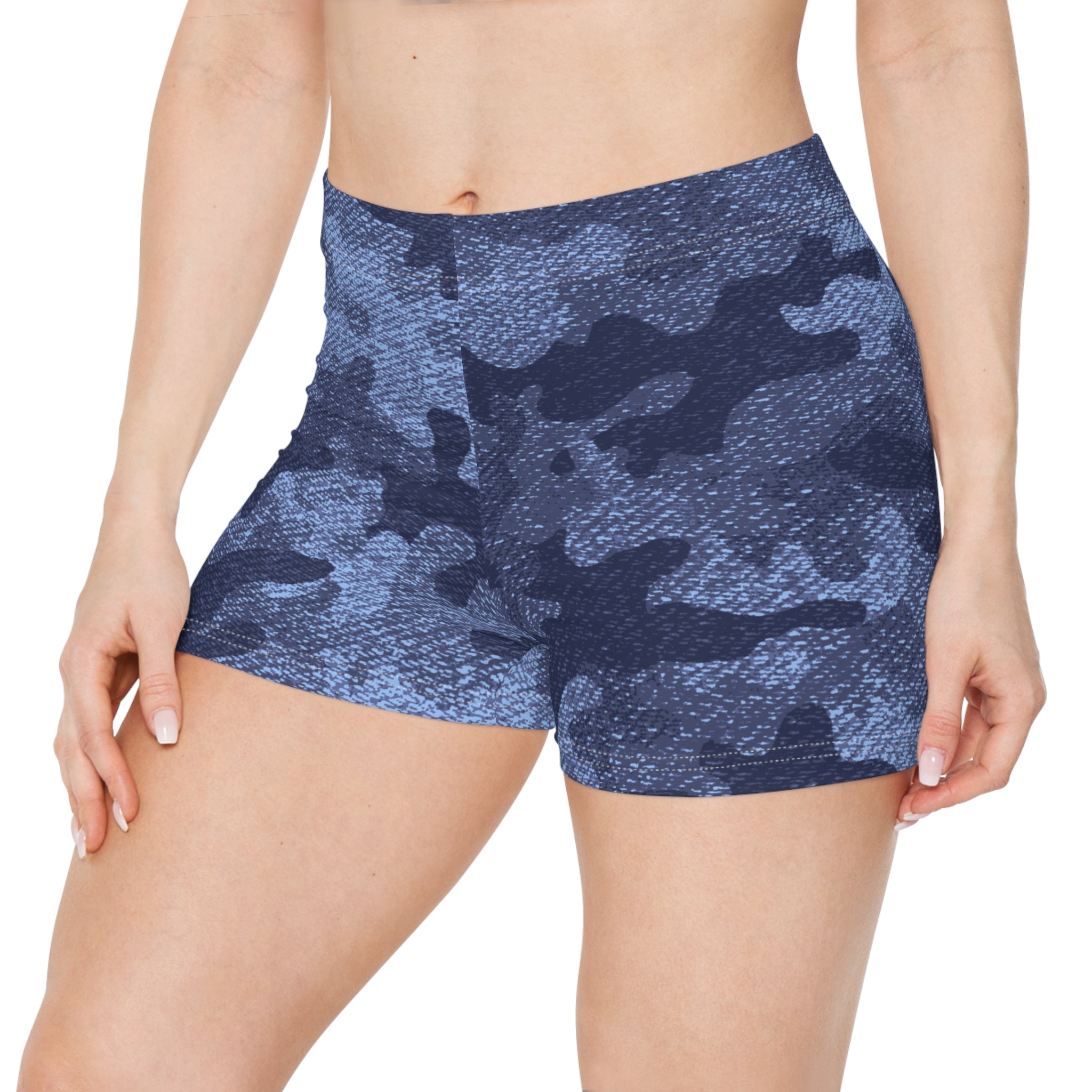 Women's Camo Shorts | Tight Fit | Denim Blue Camouflage Camo Colors
