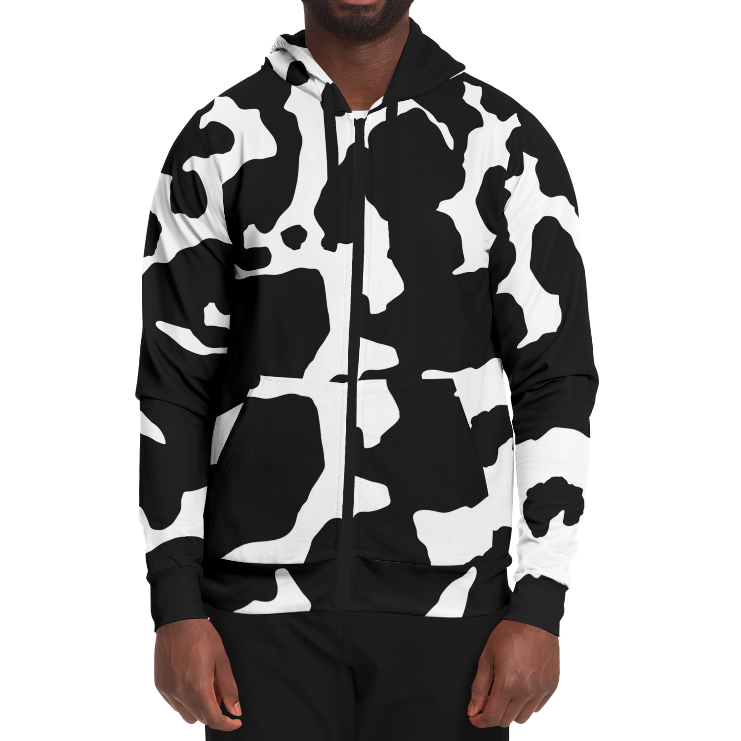 Zip-Up Hoodie | Black & White Camouflage style Camo Colors