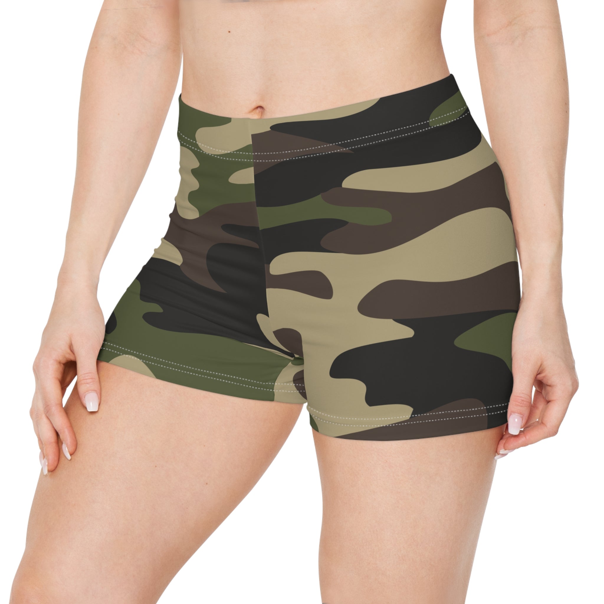 Women's Camo Shorts | Tight Fit | Classic Green Camouflage Camo Colors