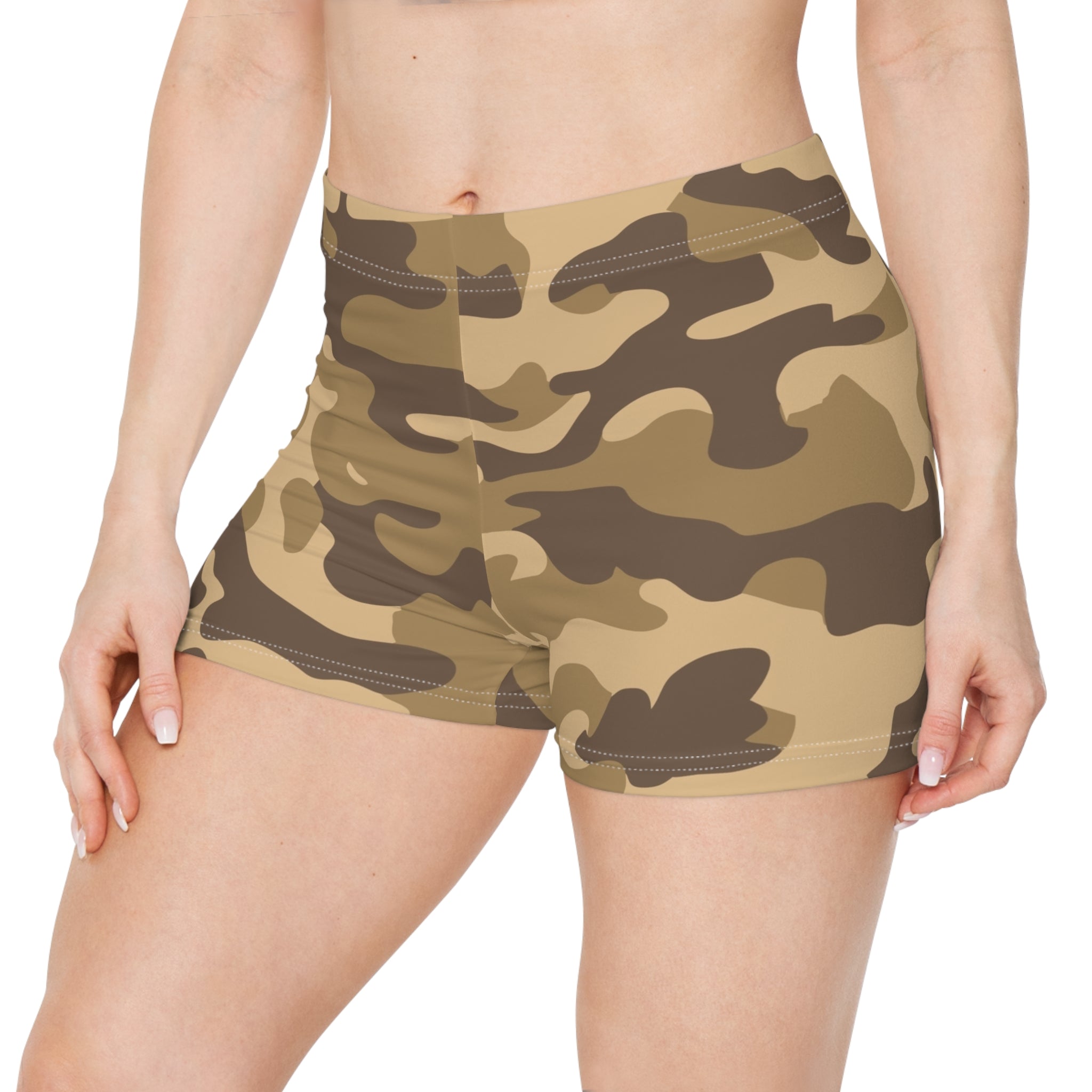Women's Camo Shorts | Tight Fit | Khaki Camouflage style Camo Colors