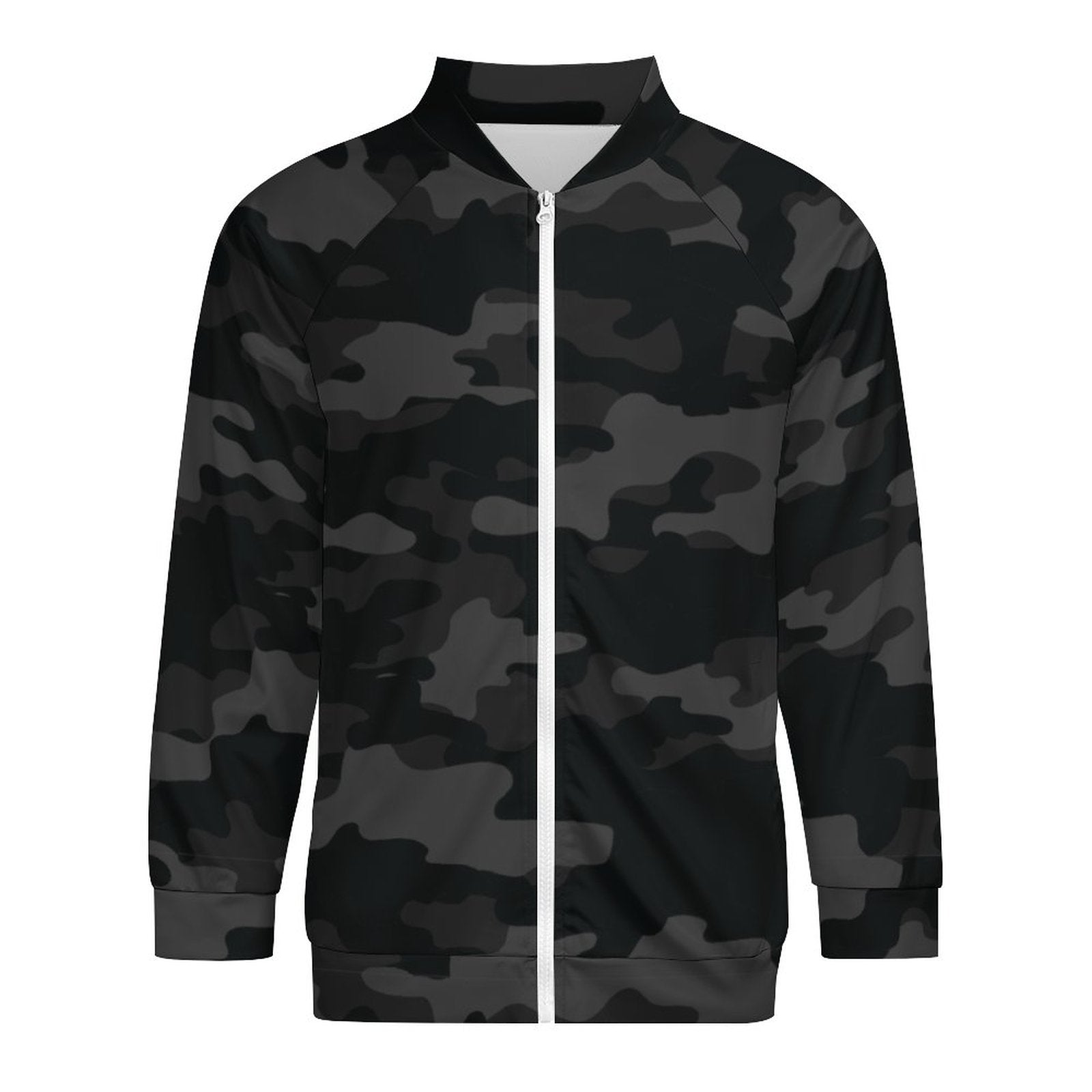 Camo Shirt | Raglan Zip-up | Black Camouflage Camo Colors