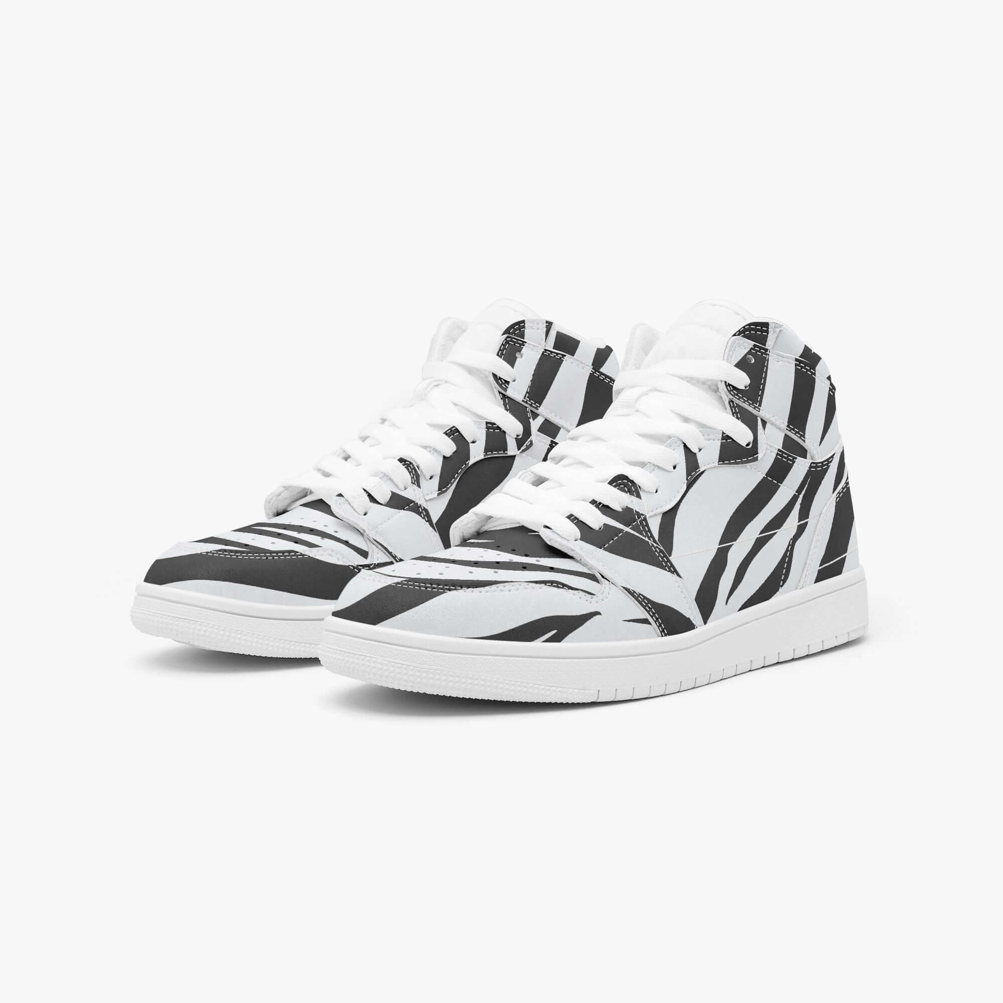 Zebra Sneakers in Black & White | High-Top AJ1 Style Camo Colors