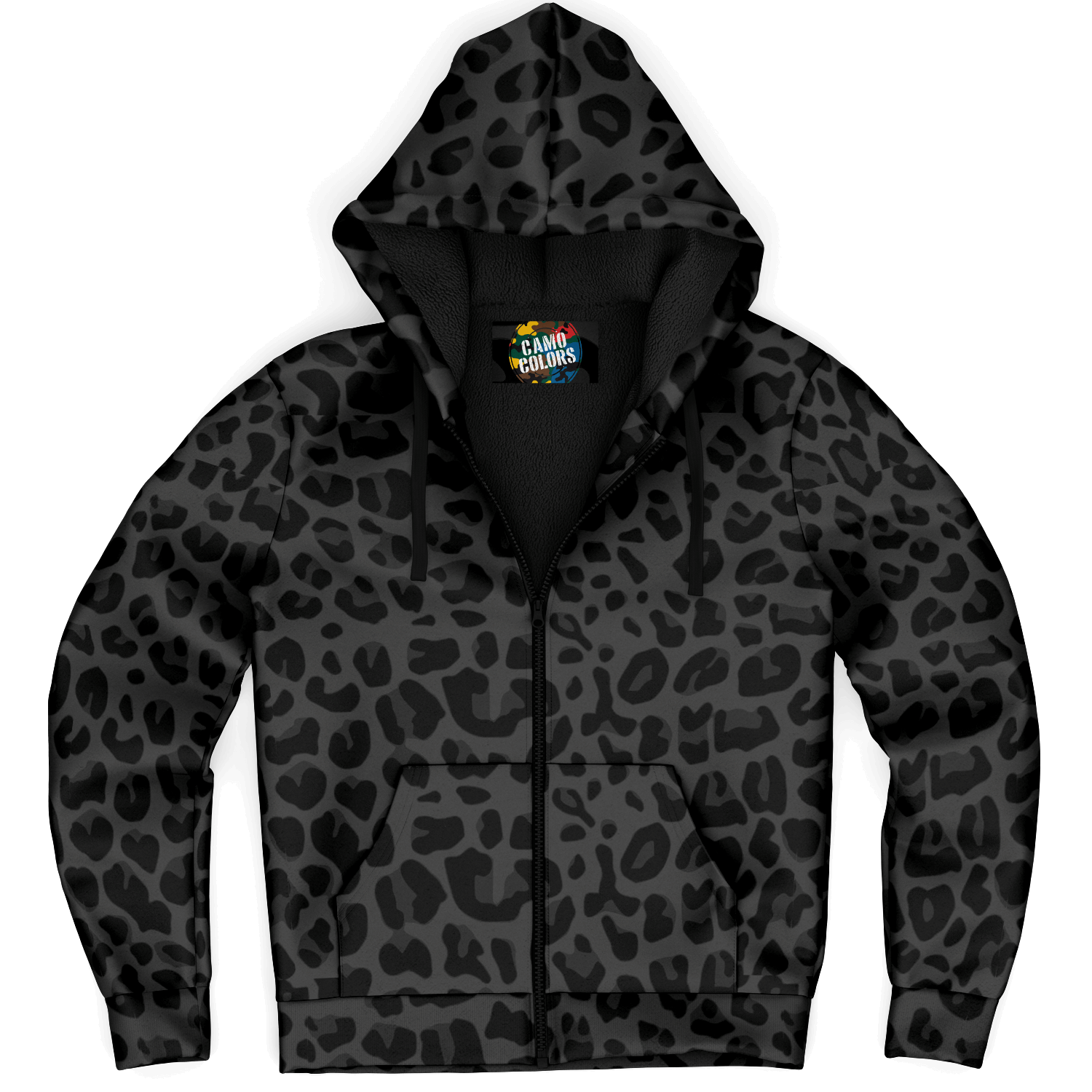 Microfleece Zip Hoodie | Black Puma Print Camo Colors
