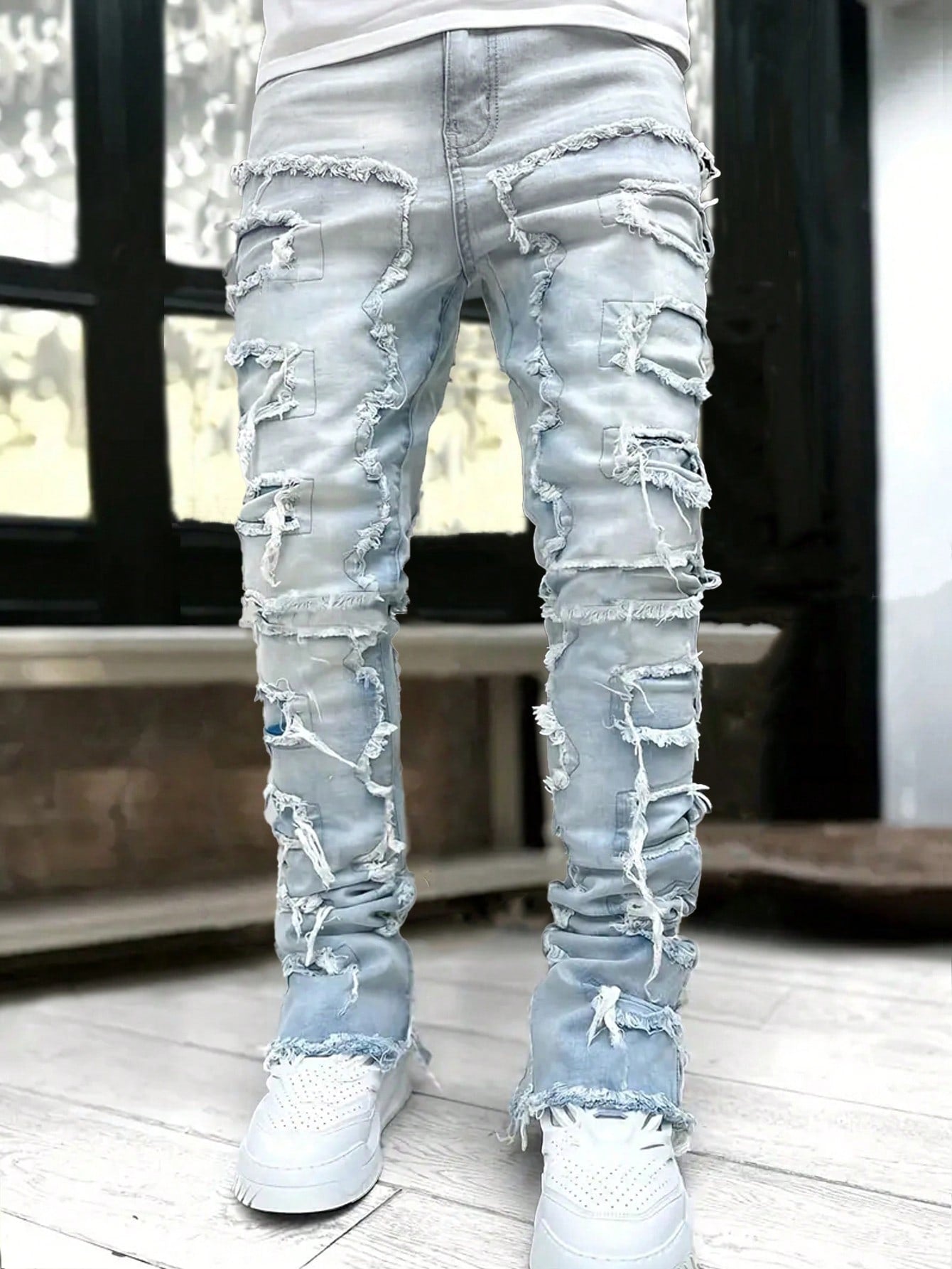 Men's Camo Print Ripped Jeans Camo Colors