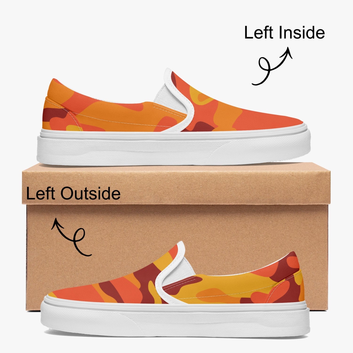 Camo Slip-On Shoes | Orange and Red Camouflage Camo Colors